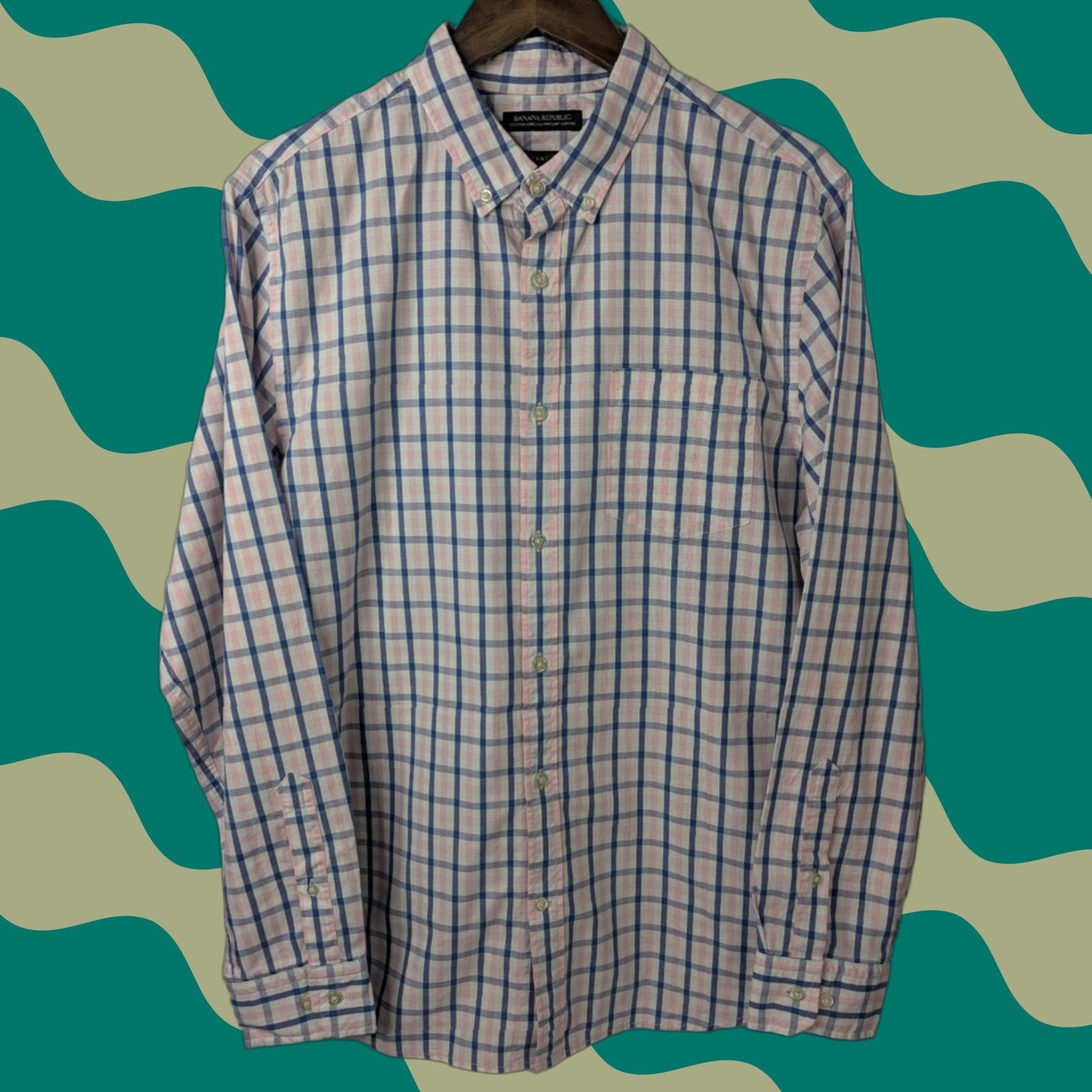 Banana Republic Banana Republic Grant Fit Button-Up Shirt L plaid Multicolor Cotton Pinpoint Oxford Mens Regular Size US L / EU 52-54 / 3 - 1 Thumbnail