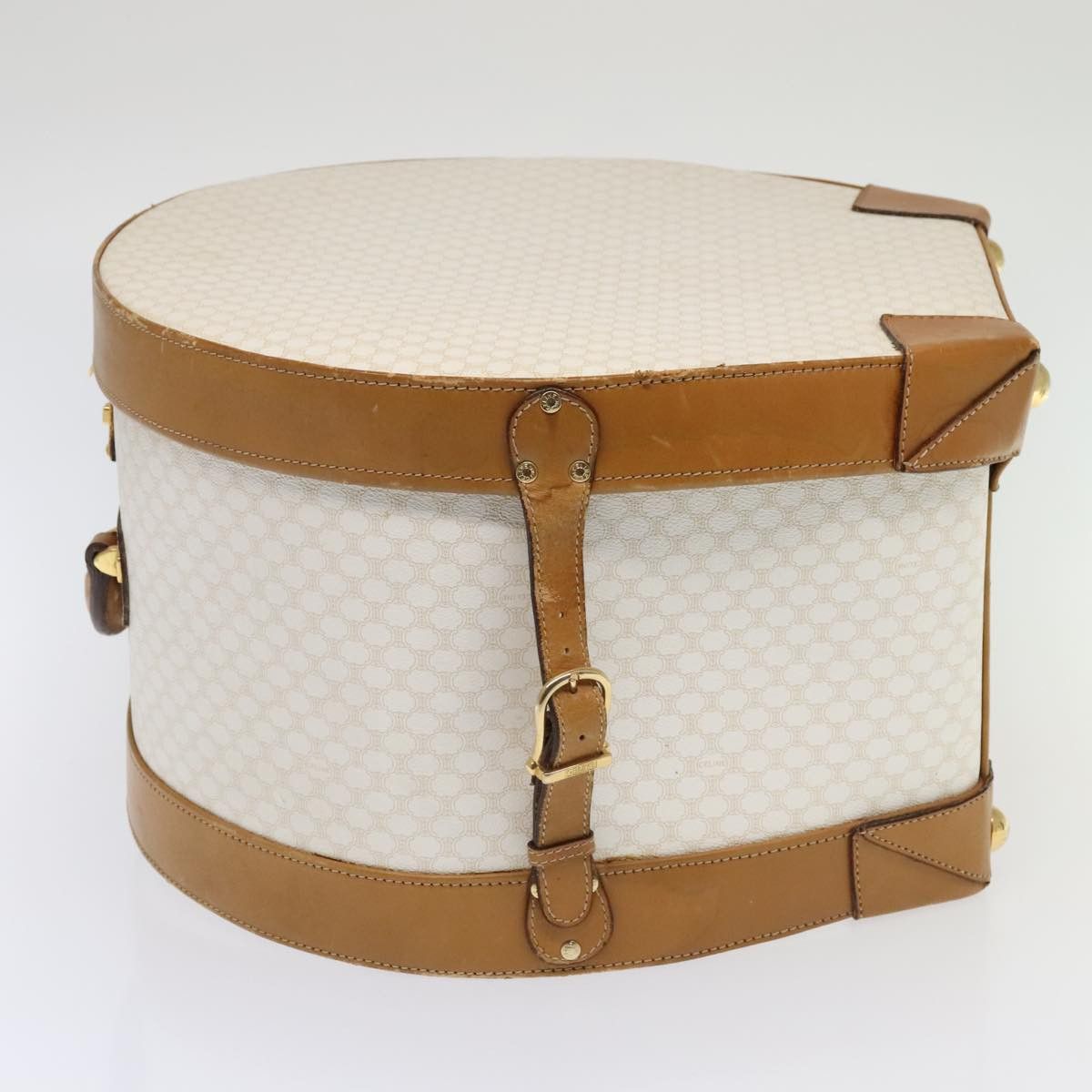 Celine CELINE Macadam Canvas Hat Case Trunk Pvc Leather White Size ONE SIZE - 3 Thumbnail