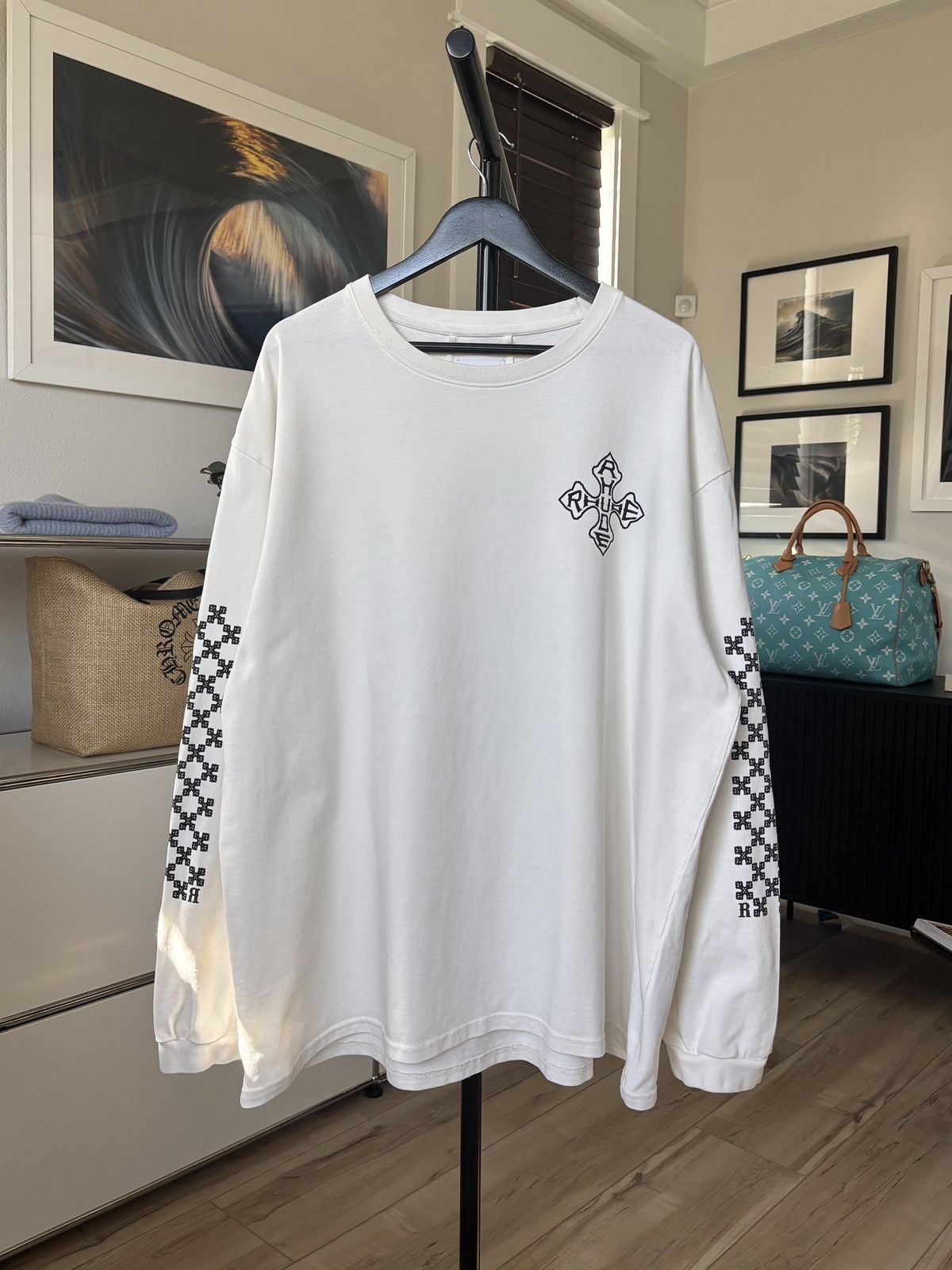 Rhude LONG SLEEVE TEE - BIKER CROSS LOGO Size US XXL / EU 58 / 5 - 2 Thumbnail