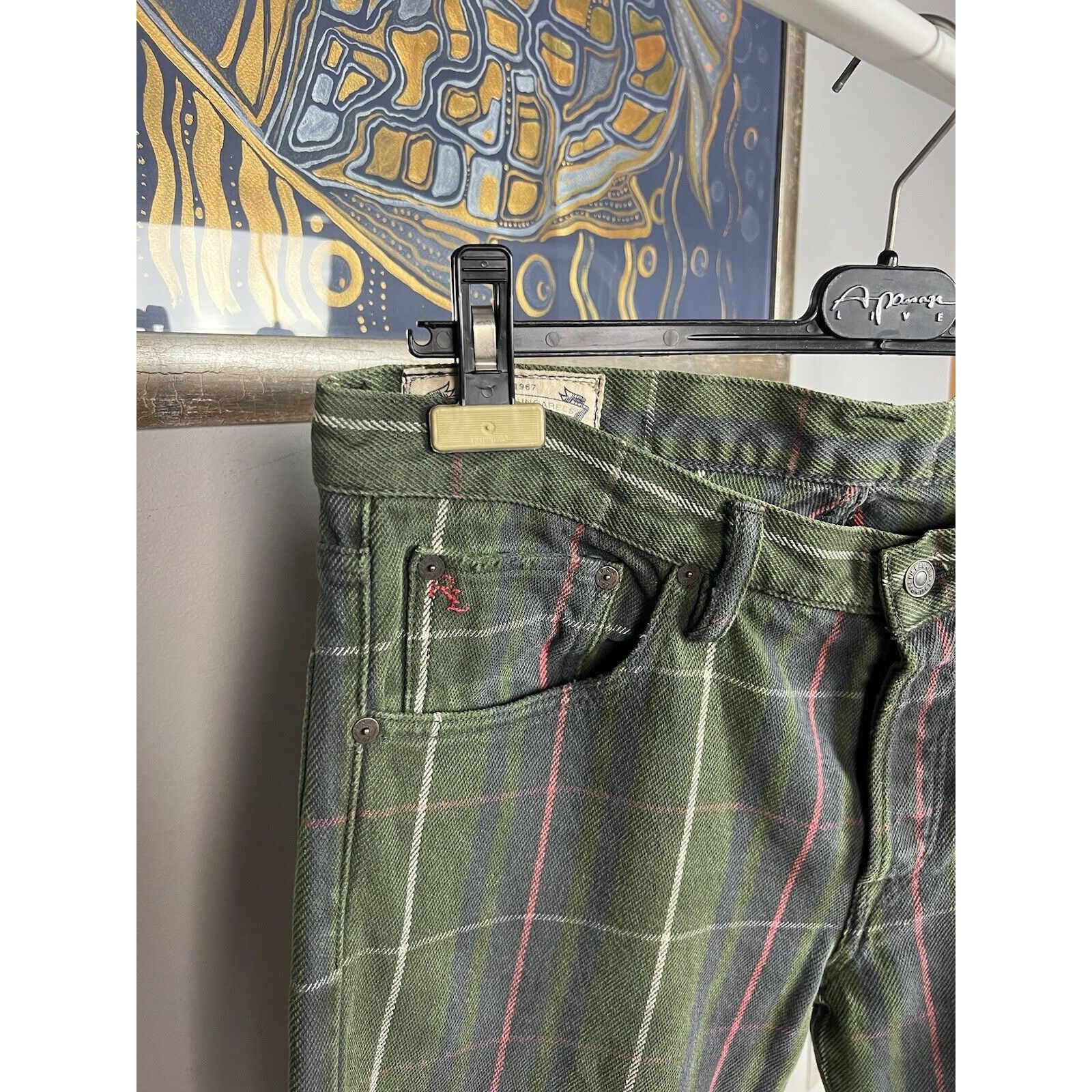 Ralph Lauren Polo Ralph Lauren Dungarees Green Checked Denim Pants Size 3 Size US 34 / EU 50 - 4 Thumbnail