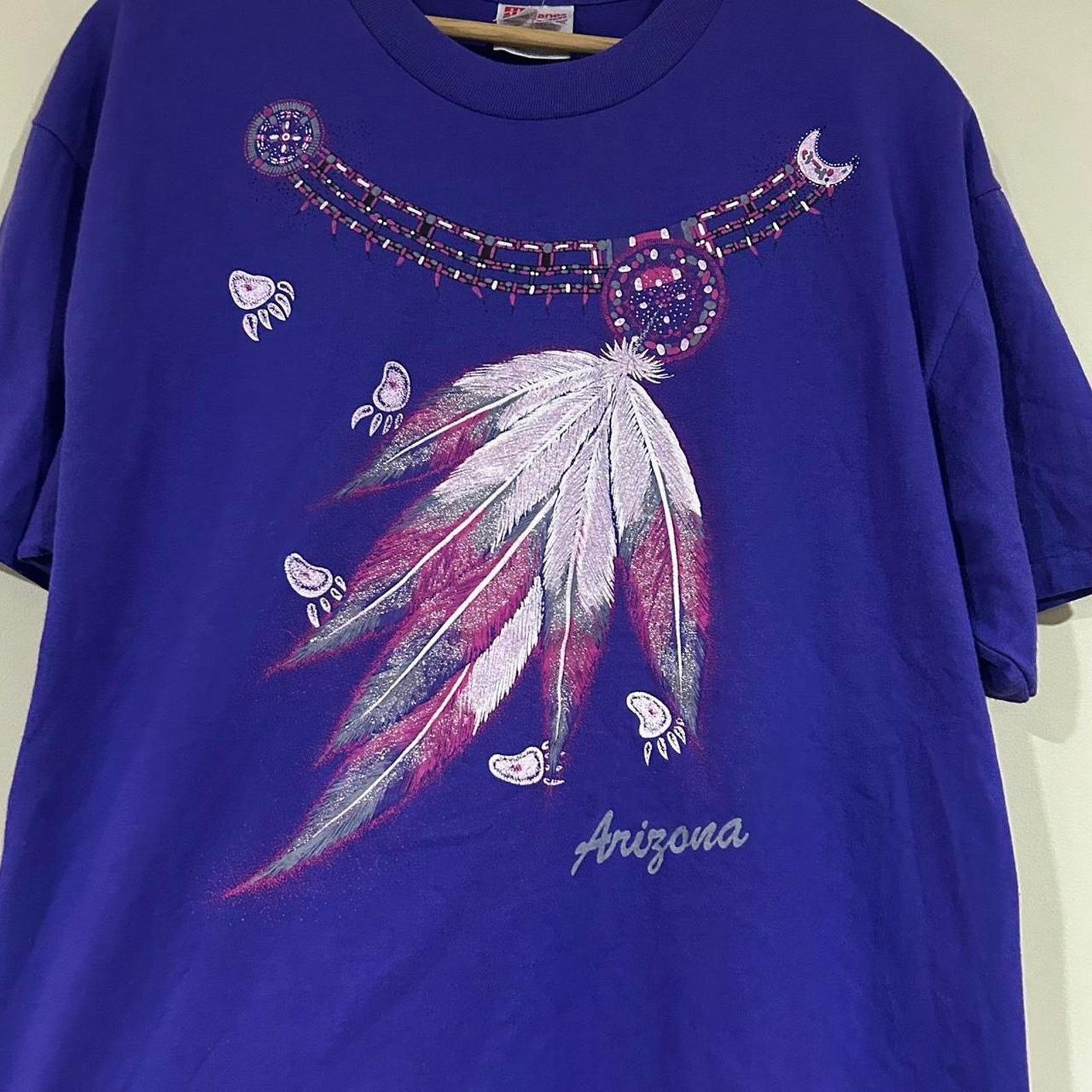 Hanes Vintage Native American Feather Arizona Tee Shirt Size US L / EU 52-54 / 3 - 2 Thumbnail