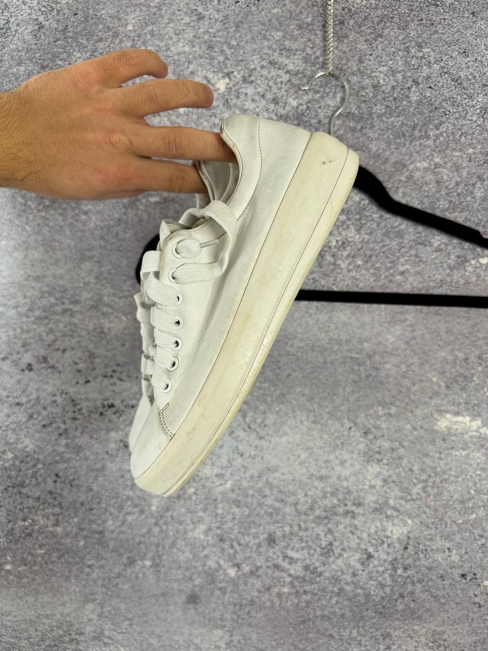 Prada × Vintage Prada Leather Lace-Up Sneakers White Women's 38 Size Size US 8 / IT 38 - 4 Thumbnail