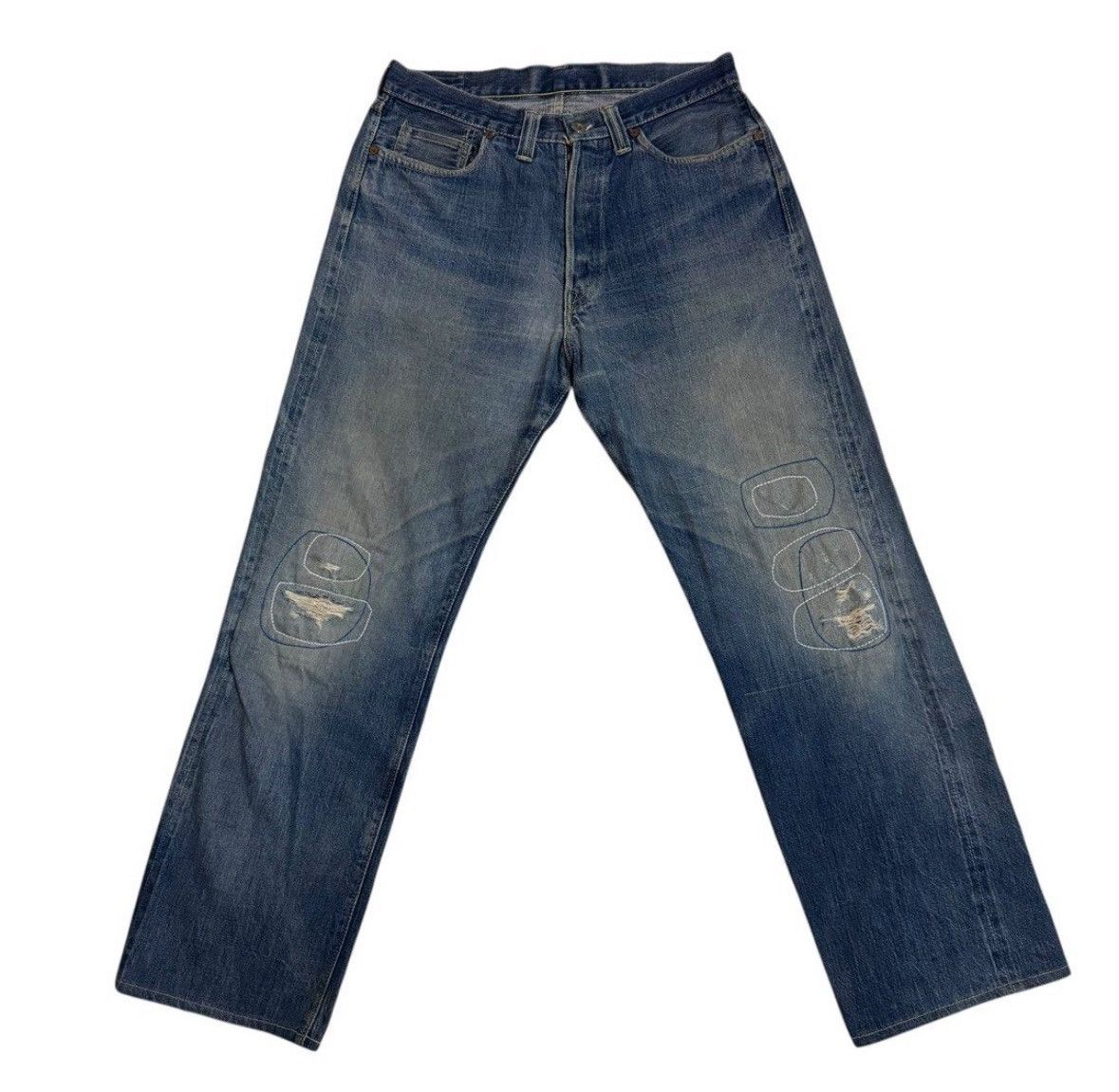 Other Denime Japanese Brand Distressed Selvedge Jeans Size US 33 - 1 Thumbnail
