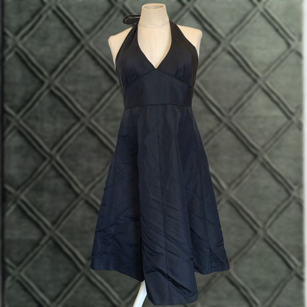 J.Crew NWT J.Crew Black Halter Dress Silk 100% A-Line Sleeveless Lined Zip Knee Length Party Cocktail Wedding 12 Women Men? Size XL / US 12-14 / IT 48-50 - 1 Thumbnail
