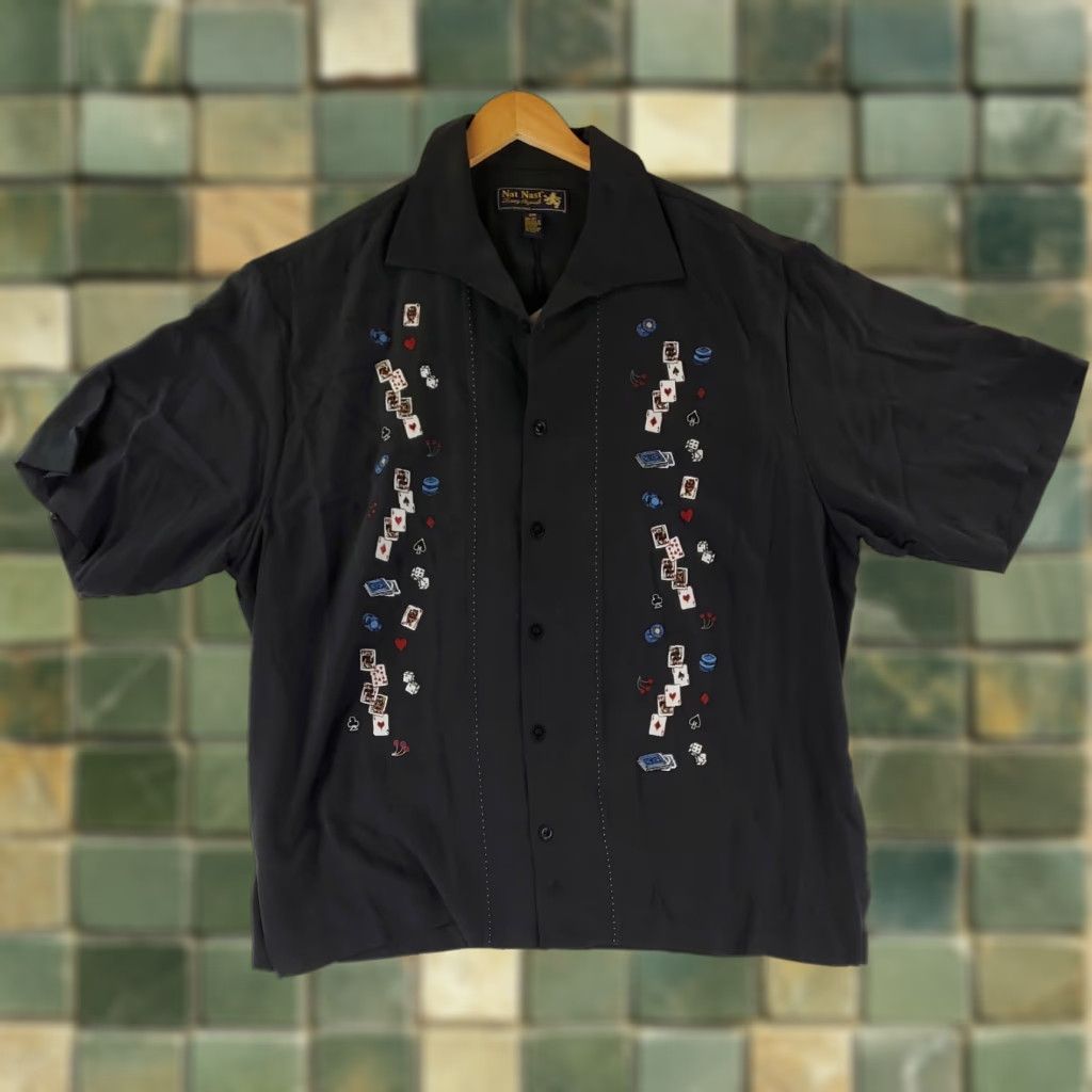 Nat Nast VINTAGE Nat Nast Shirt Button-Up 100% Silk Limited Edition All In 142 Black Mens 2XB NWT Size US XXL / EU 58 / 5 - 1 Thumbnail