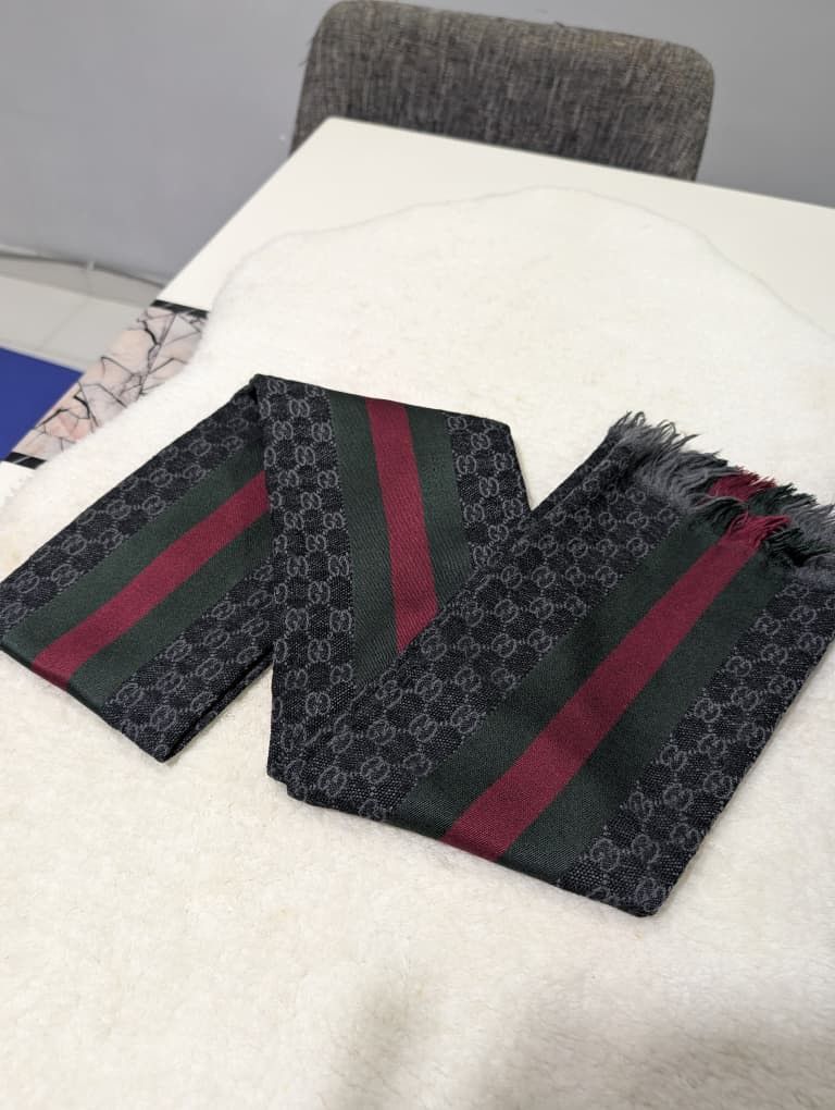 Gucci Gucci GG Monogram Web Scarf – Black Size ONE SIZE - 2 Thumbnail