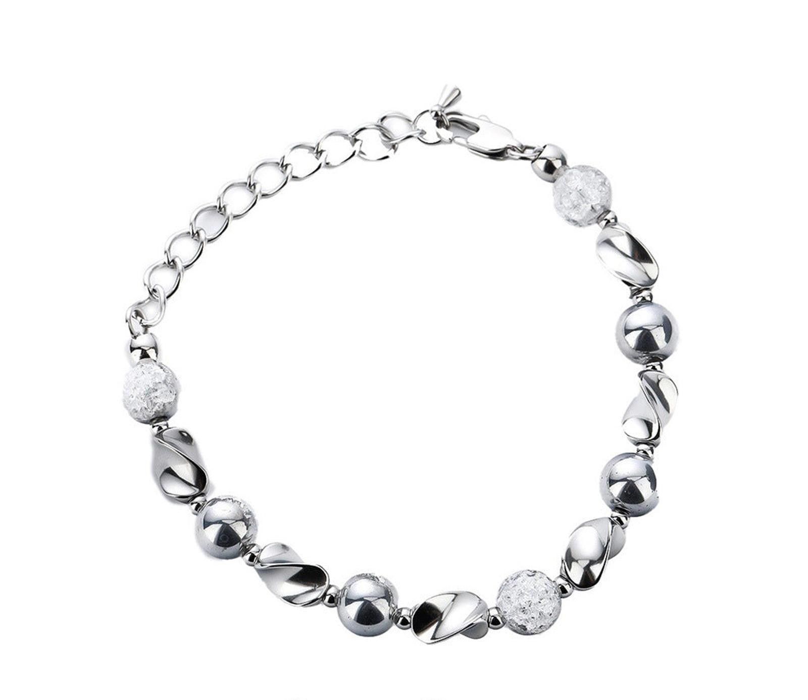 Jewelry Silver and White Beaded Men's Bracelet Size ONE SIZE - 5 Thumbnail
