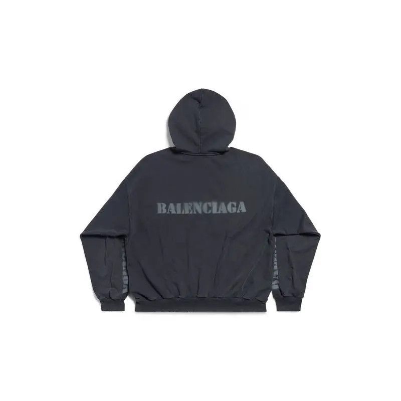 Balenciaga o1bcso1str0426 Stencil Type Hoodie Medium Fit In Black Size US XXS / EU 40 - 6 Thumbnail