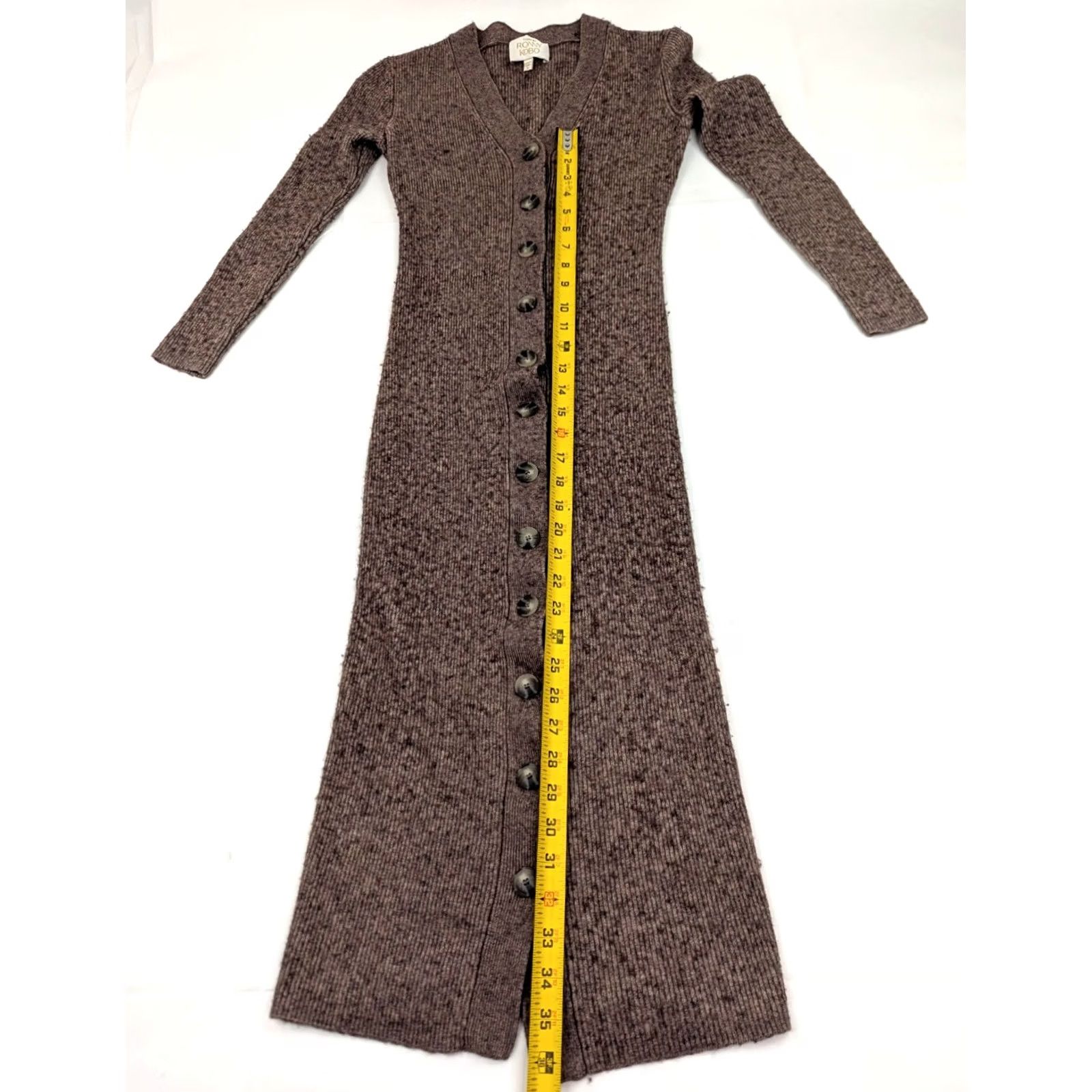Ronny Kobo Torn by Ronny Kobo Cardigan Women S Wool Blend Long Brown Red Button / Oversized Knit Long Sleeve S Retail Womens Size S / US 4 / IT 40 - 5 Thumbnail