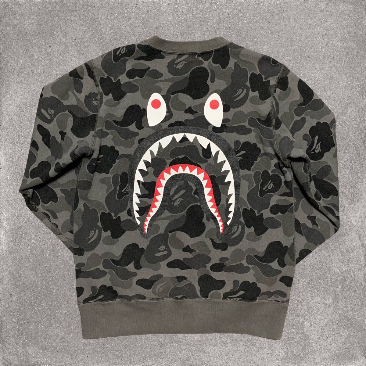 image of Bape Small Shark Abc Camo Black Sweatshirt Crewneck, Men's