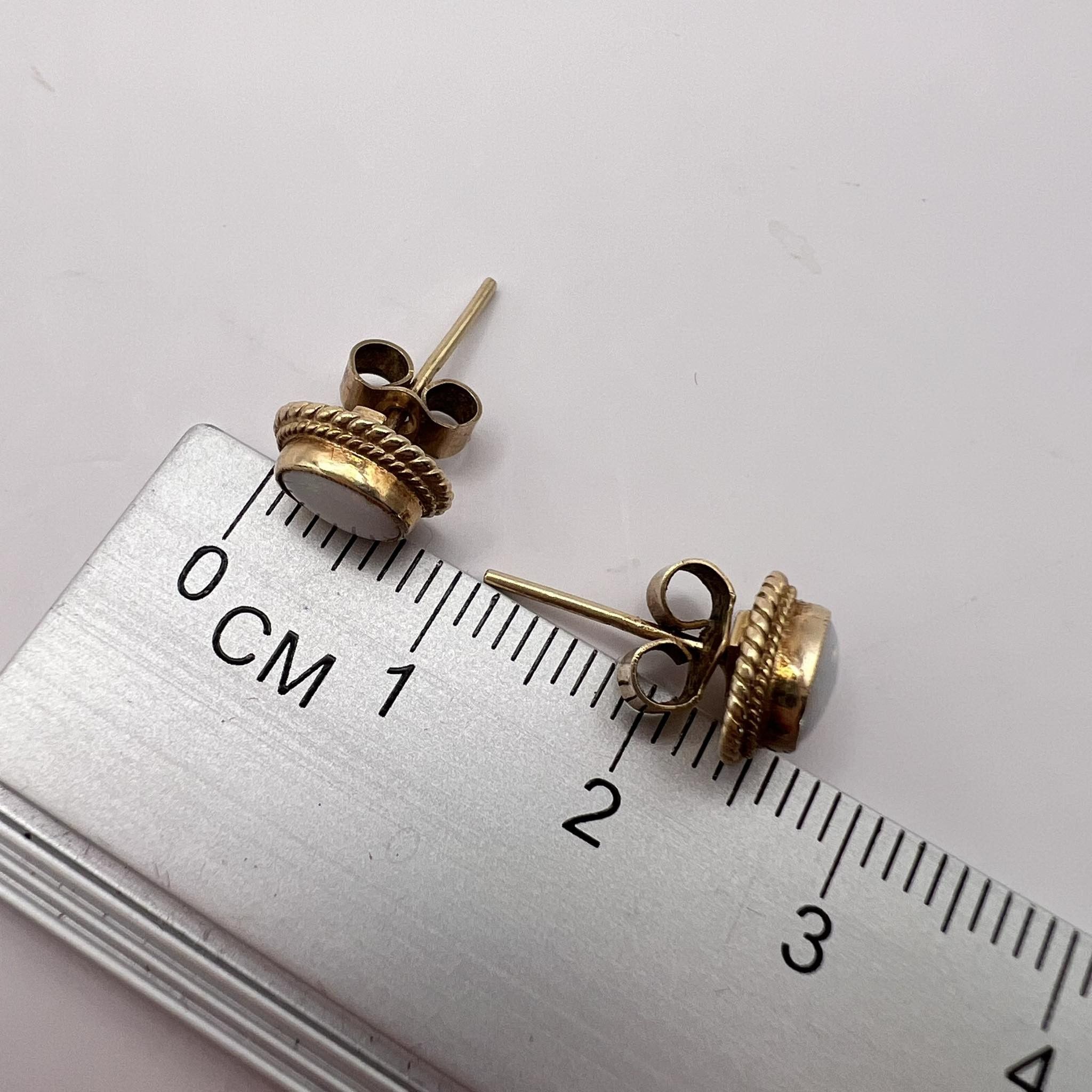 Jewelry 1971 Vintage Earrings Gold 375 9K Opal Stone Signed England Size ONE SIZE - 6 Thumbnail