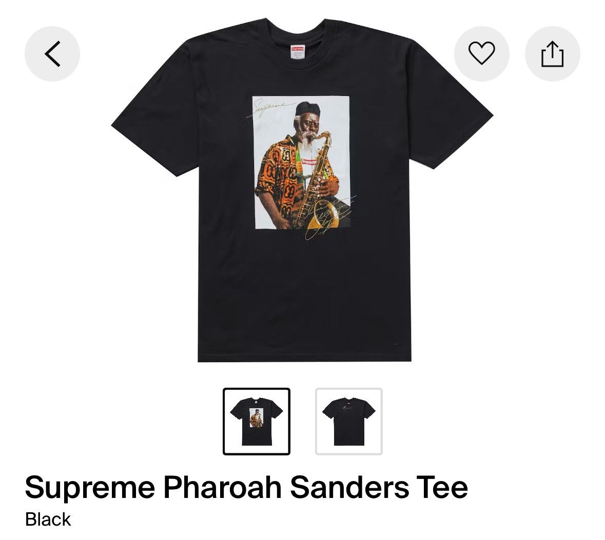Supreme Pharoah Sanders Tee Black【M】 新品 Supreme Pharoah Sanders Tee Black Men's - FW20 - US