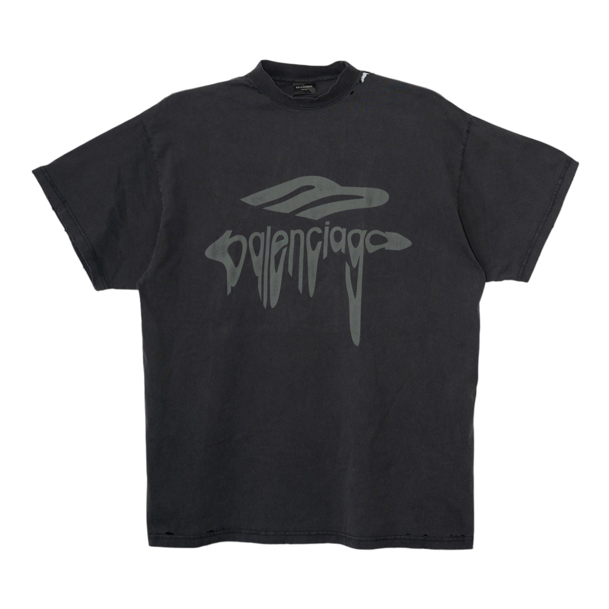 Balenciaga 3B Liquefied Logo Short Sleeve Tee Shirt Black Black Size US XS / EU 42 / 0 - 1 Thumbnail
