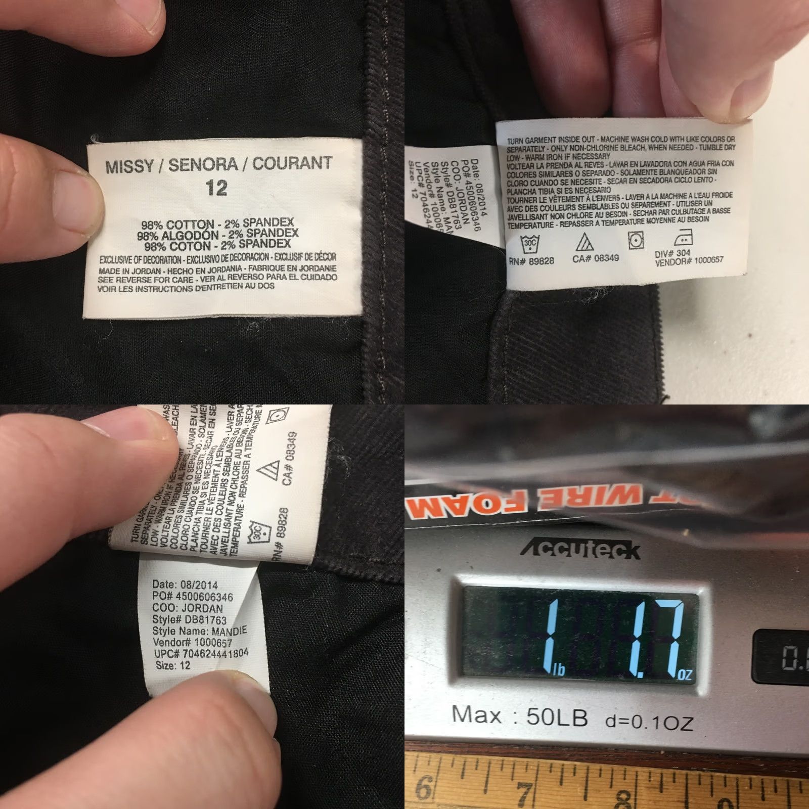 Vintage Bandolino Jeans Womens 12 Black Five Pockets High Rise Zip Fly Corduroy Medium Rise Five Pocket Design Denim Straight Classic Casual Pants Size 34" / US 12 / IT 48 - 10 Thumbnail