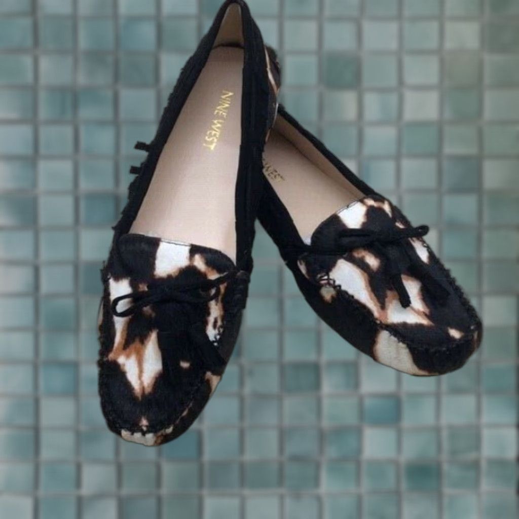 Nine West VINTAGE Nine West Women's Loafers Flat Slip On Round Toe Animal Print Size 6.5 M Black Size US 6.5 / IT 36.5 - 1 Thumbnail
