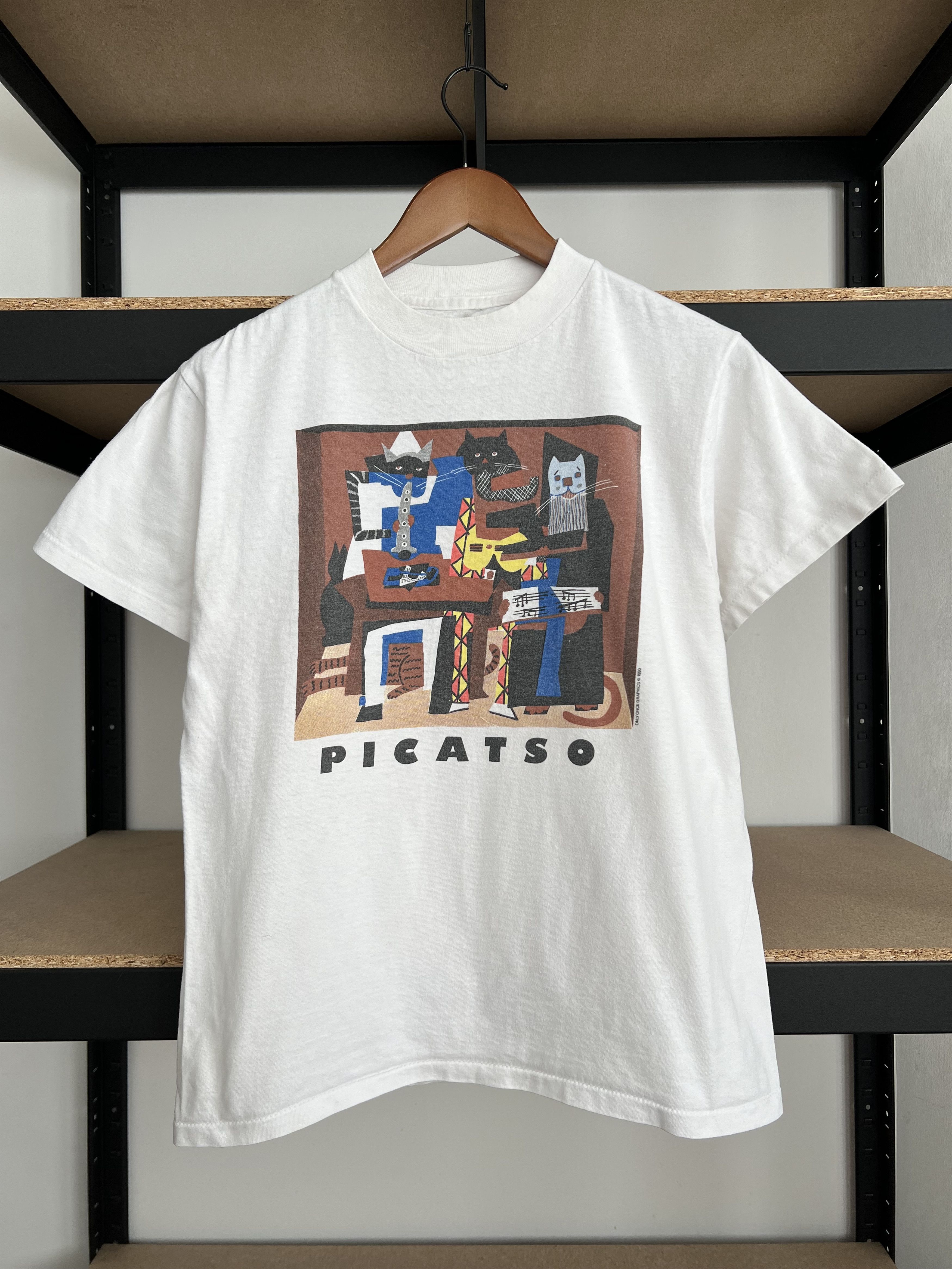 Arts & Science Vintage 1990 Picatso Pablo Picasso Parody Cat Art T-shirt Size US S / EU 44-46 / 1 - 1 Thumbnail