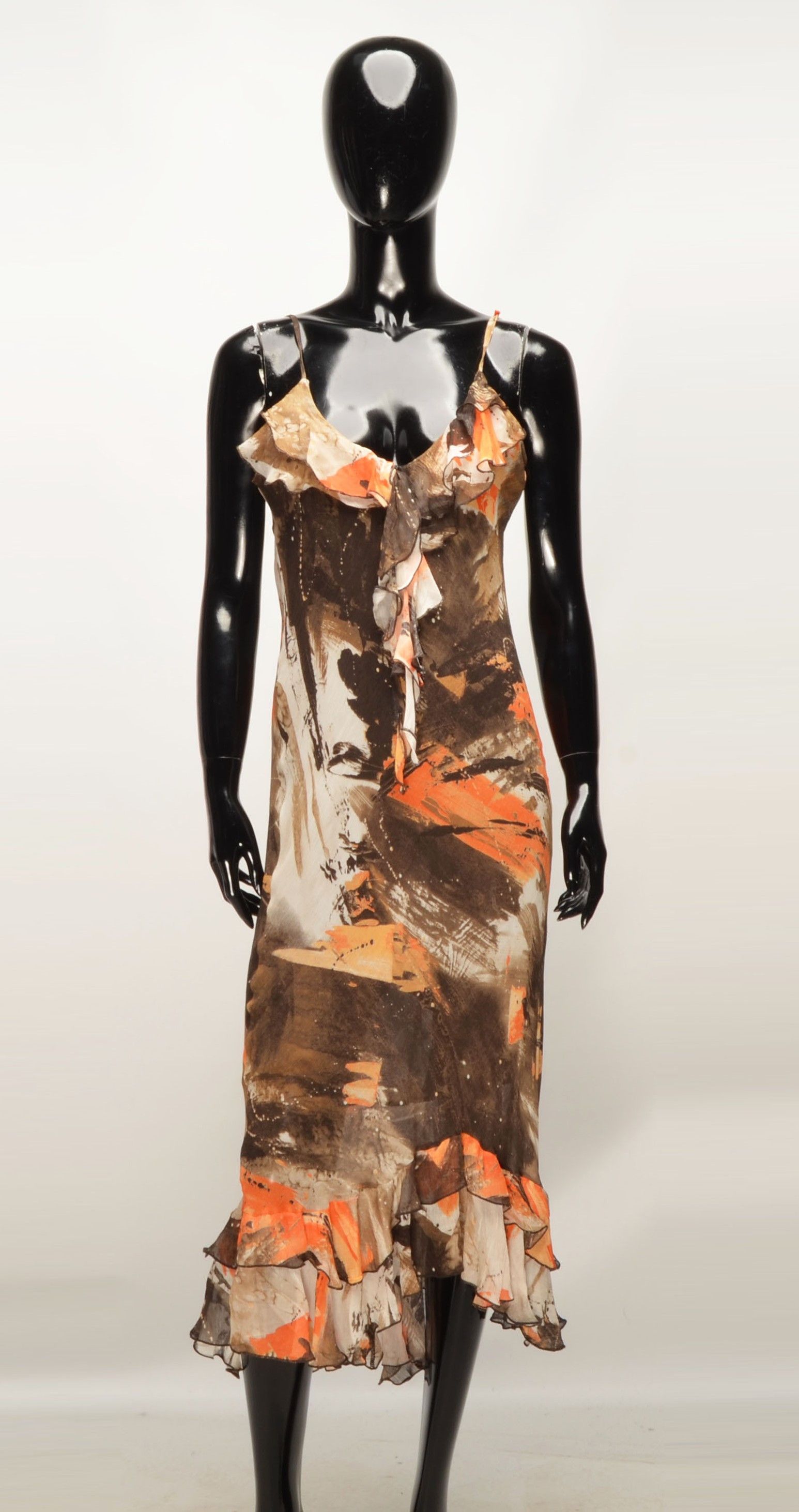 Vintage Vintage Prestige Moda Y2K Abstract Print Ruffle Hem Dress Size XL / US 12-14 / IT 48-50 - 1 Thumbnail