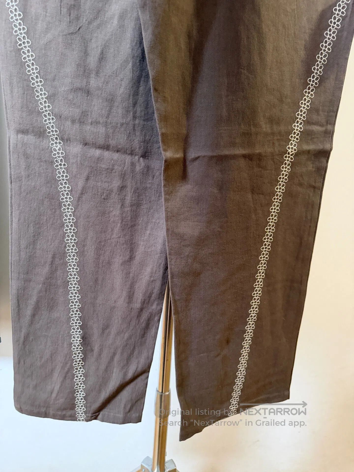 Purdey Embroidered Floral Linen Straight Men's Pants. Size US 36 / EU 52 - 7 Thumbnail