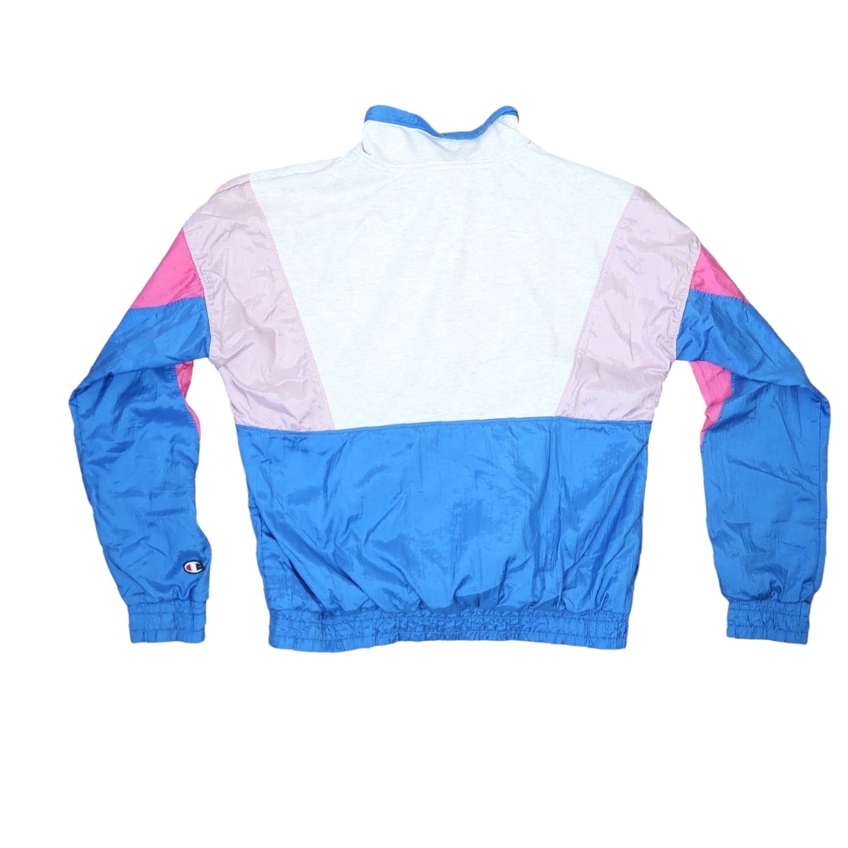 Champion VINTAGE Champion Sweatshirt Windbreaker 1/4 Zip Heather Grey Blue Pink Women M 90s Pullover Size M / US 6-8 / IT 42-44 - 3 Thumbnail
