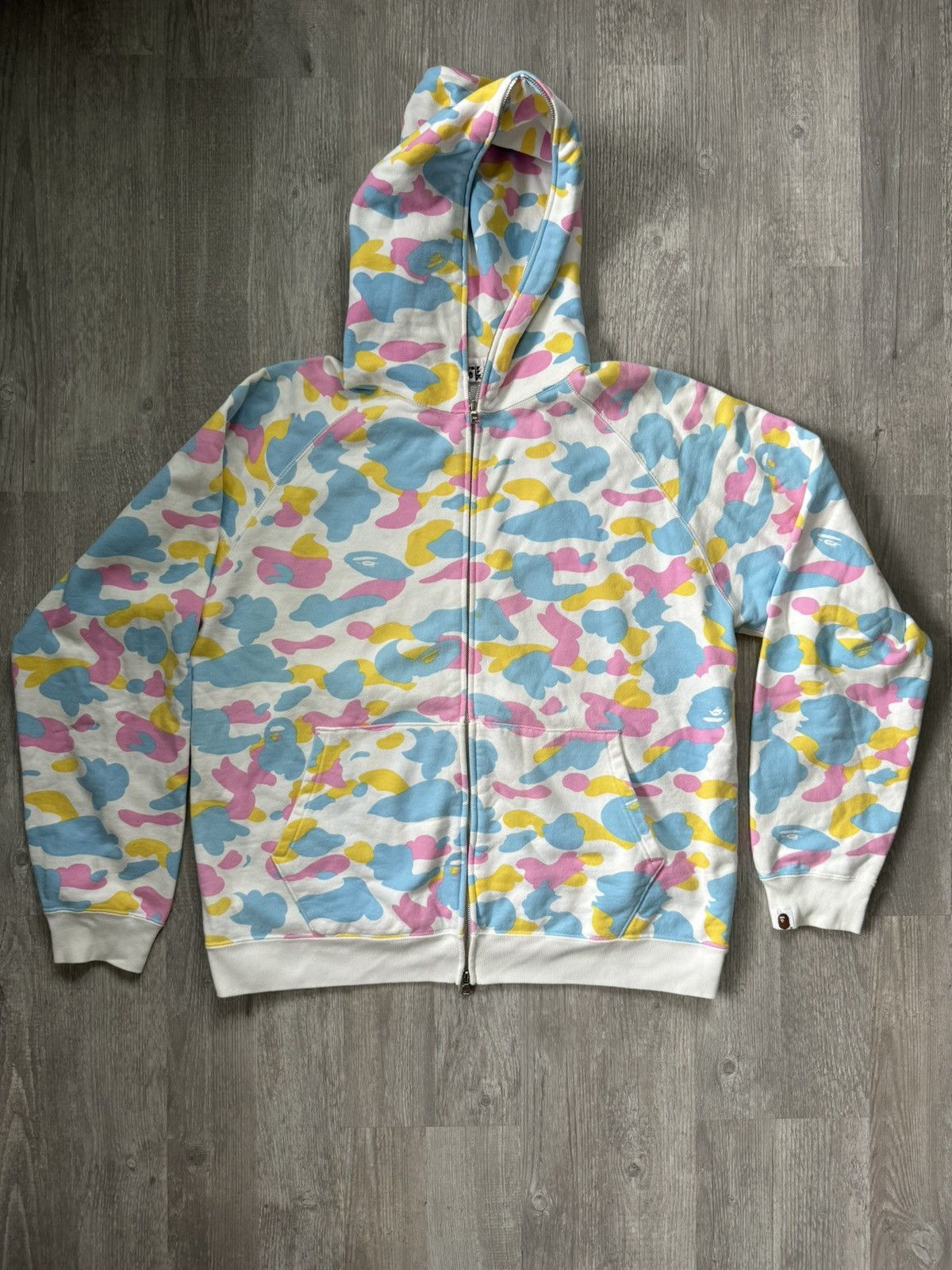 Pre-owned Bape Cotton Candy Camo Full Zip Hoodie In White