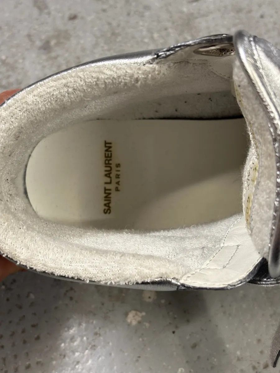 Designer × Saint Laurent Paris × Vintage 2010s Saint Laurent Lenny Silver Grey High Sneakers Size US 7.5 / EU 40-41 - 6 Thumbnail