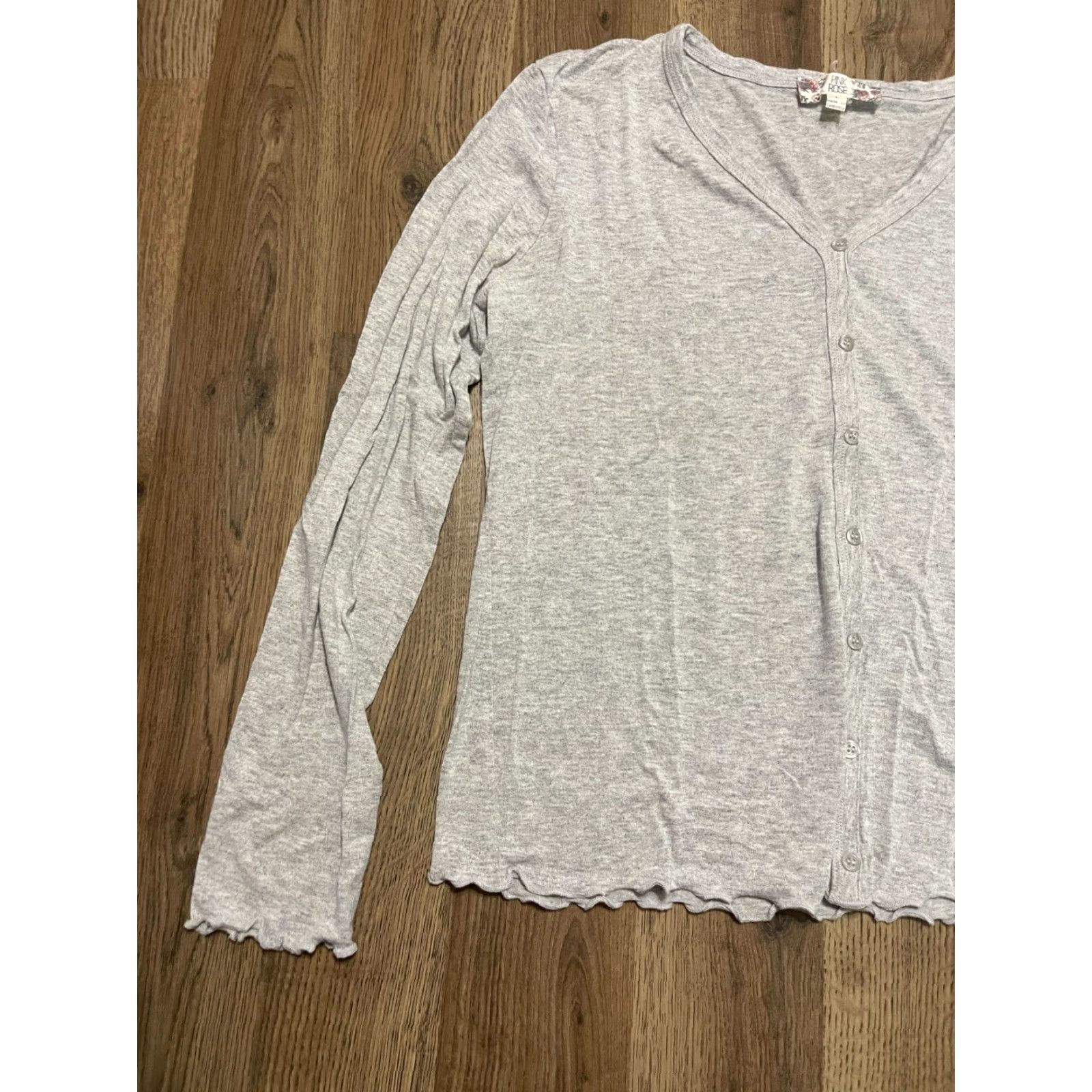 Vintage Pink Rose Sweater Shirt Womens Large Gray Long Sleeve Buttons Up Cardigan Size L / US 10 / IT 46 - 3 Thumbnail