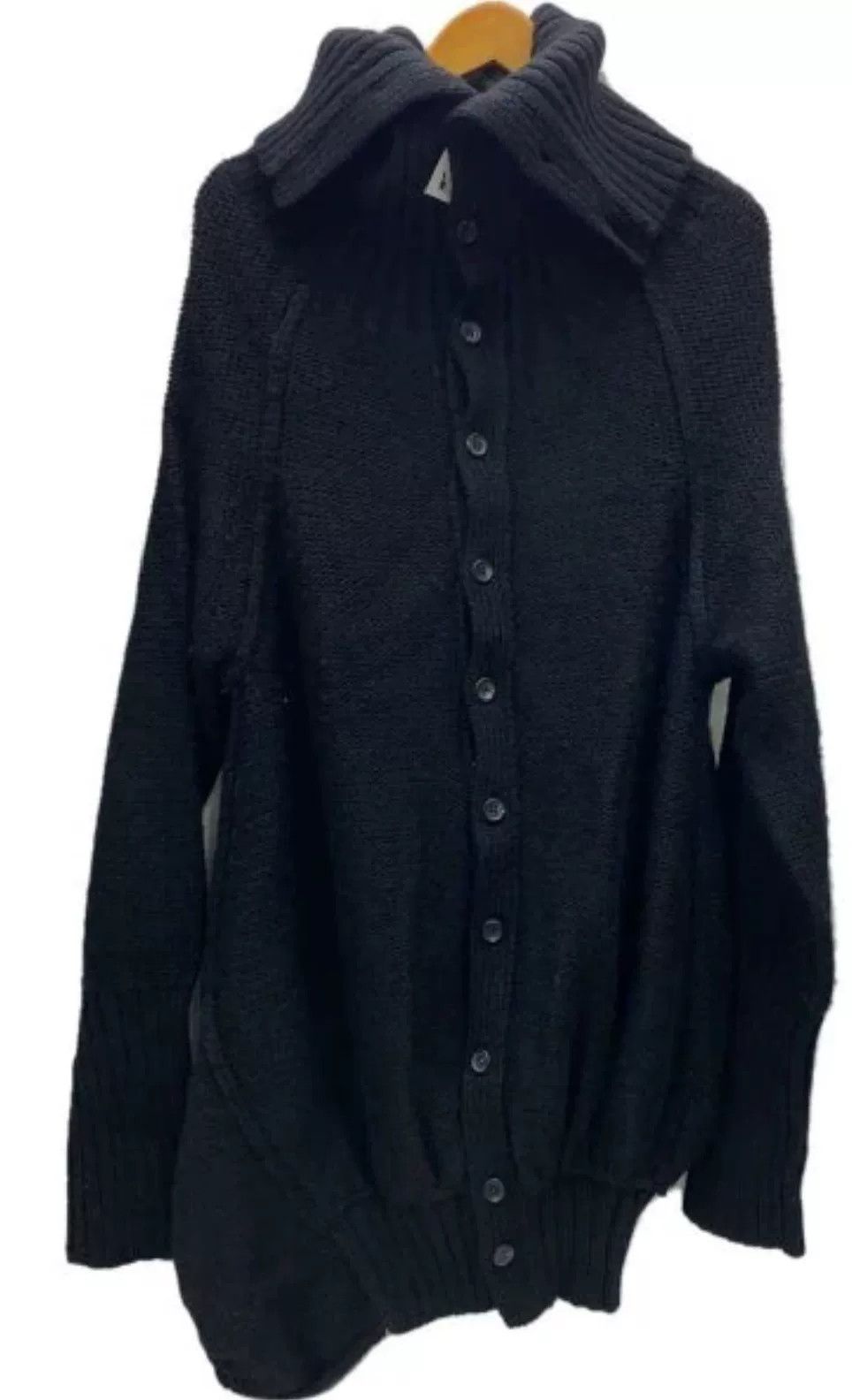 Yohji Yamamoto Y's Yohji Yamamoto Black Wool Knit Coat Size L / US 10 / IT 46 - 1 Thumbnail
