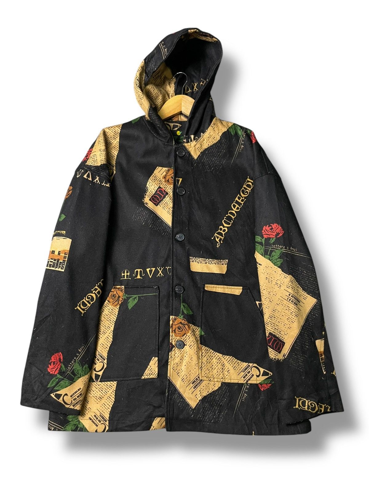 Japanese Brand × Vintage Japanese Brand Newspaper Graphic Hooded Jacket (107) Size US XXL / EU 58 / 5 - 1 Thumbnail