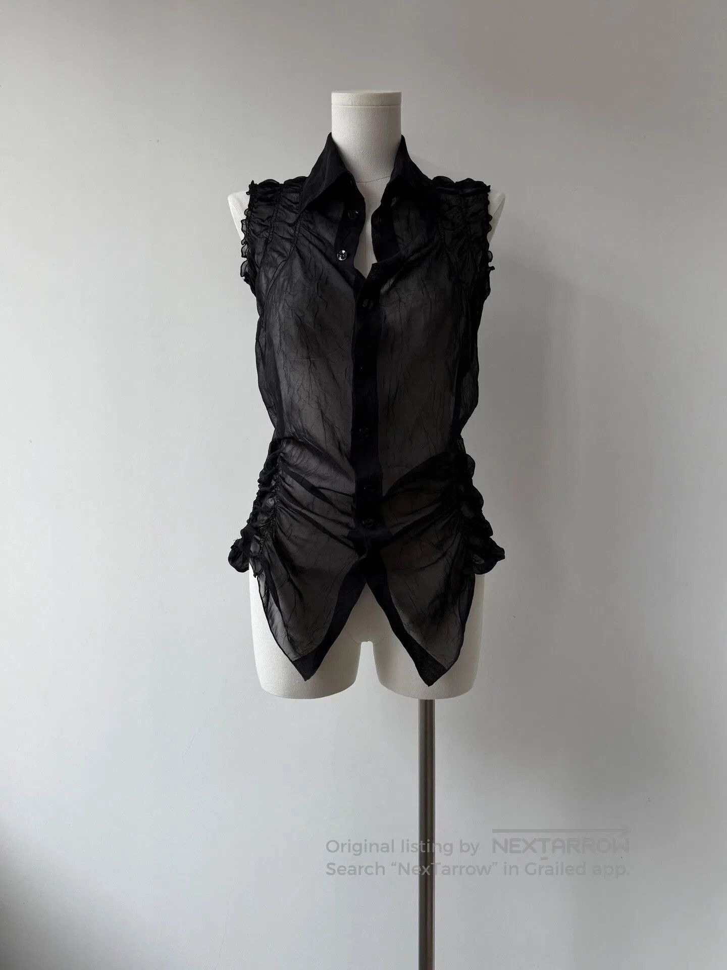 Jean Paul Gaultier Jean Paul Gaultier Sheer Black Sleeveless Top. Size S / US 4 / IT 40 - 3 Thumbnail
