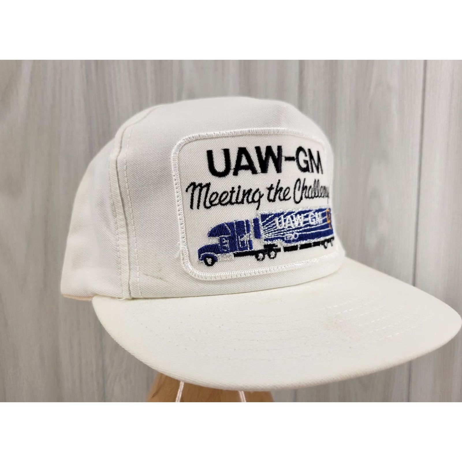 Vintage VINTAGE Genesis Trucker Hat Mens Adjustable Leather Strapback Made in the USA White Cap Size ONE SIZE - 3 Thumbnail