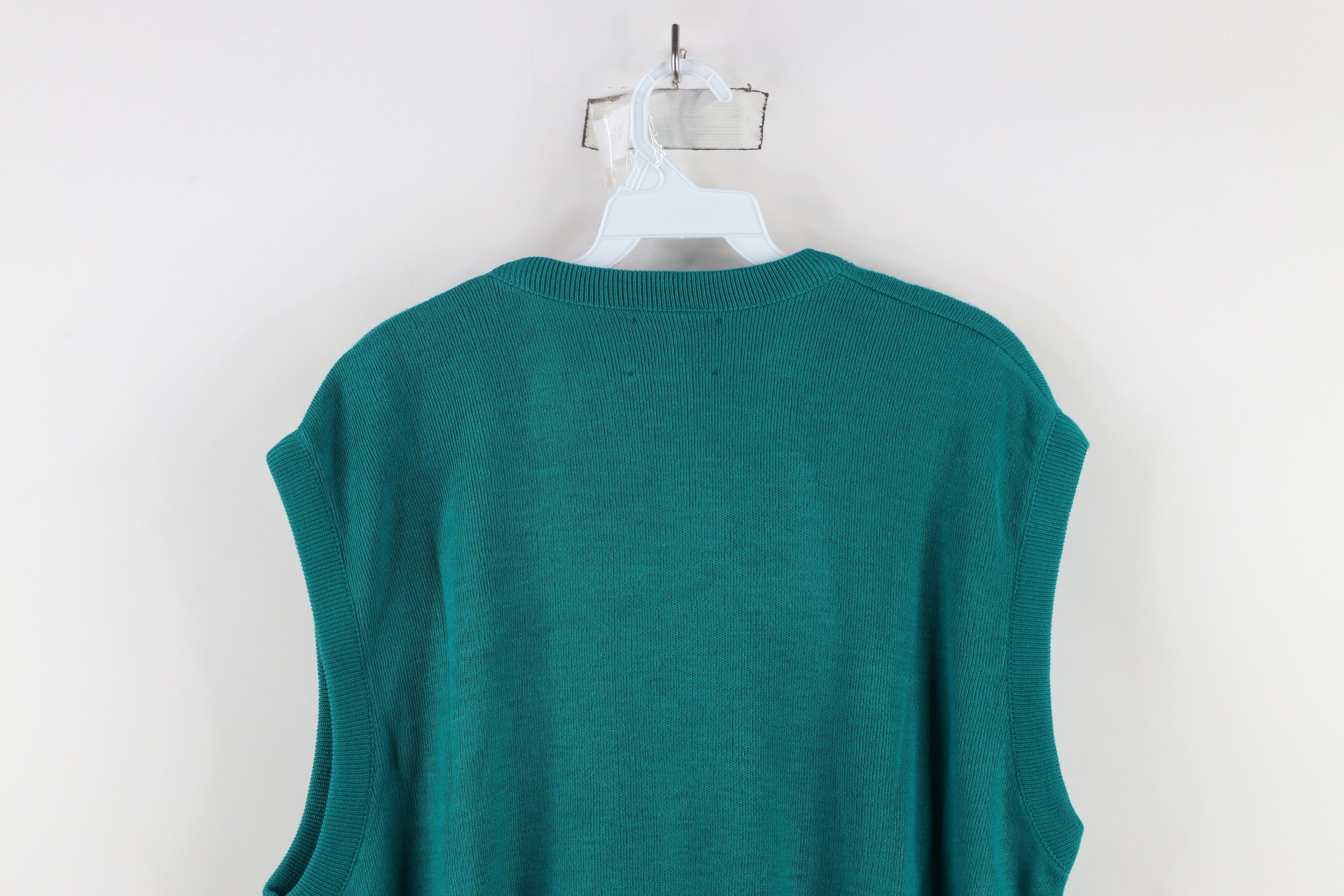 Vintage Vintage 90s Streetwear Knit V-Neck Sweater Vest Teal USA Size US XXL / EU 58 / 5 - 10 Thumbnail