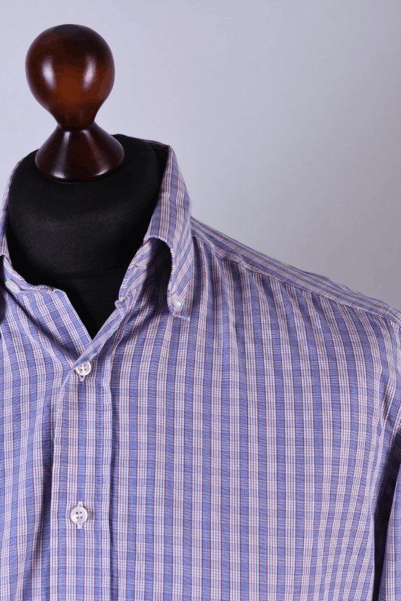 Brioni Brioni Purple Blue Plaid Button Down Dress Shirt Size L Size US L / EU 52-54 / 3 - 2 Thumbnail
