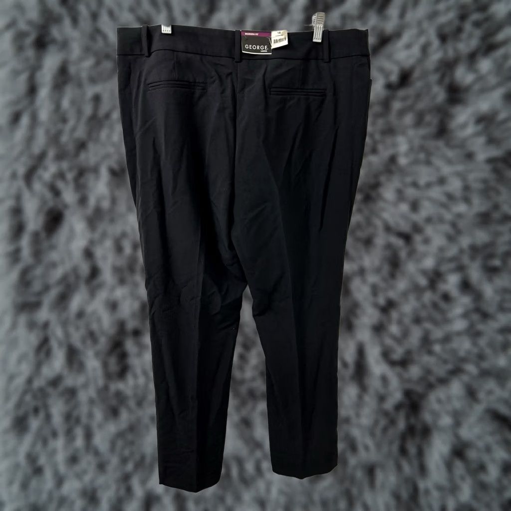 George George Modern Pants Womens Black Size 18 L32 Straight Fit NWT Dress Pants Easy Care Zipper Trousers Size 40" / US 18 - 1 Thumbnail