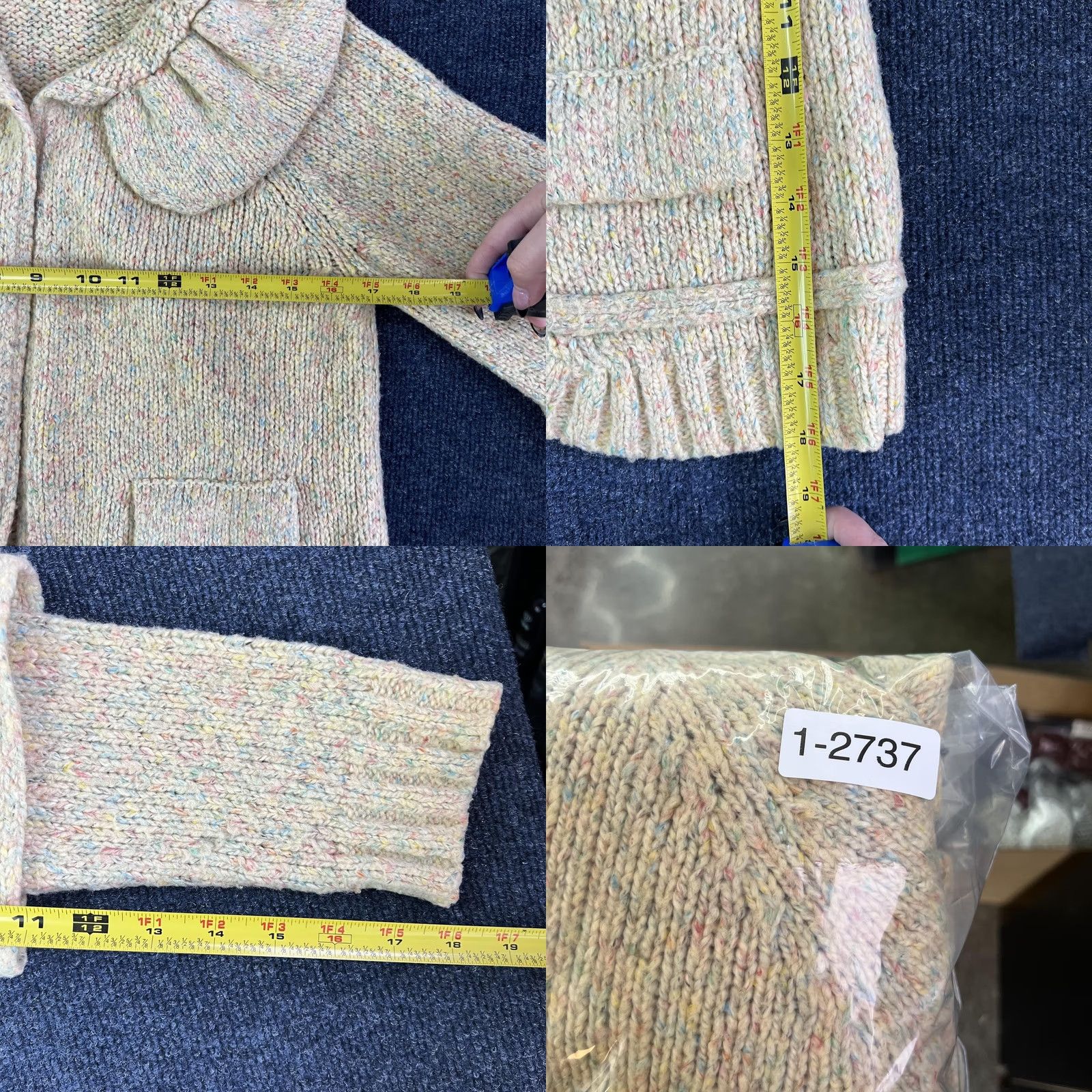 Vintage VINTAGE One Girl Who Serenity Cardigan Womens Small Beige Speckled Knit Cropped Cardigan Size S / US 4 / IT 40 - 8 Thumbnail