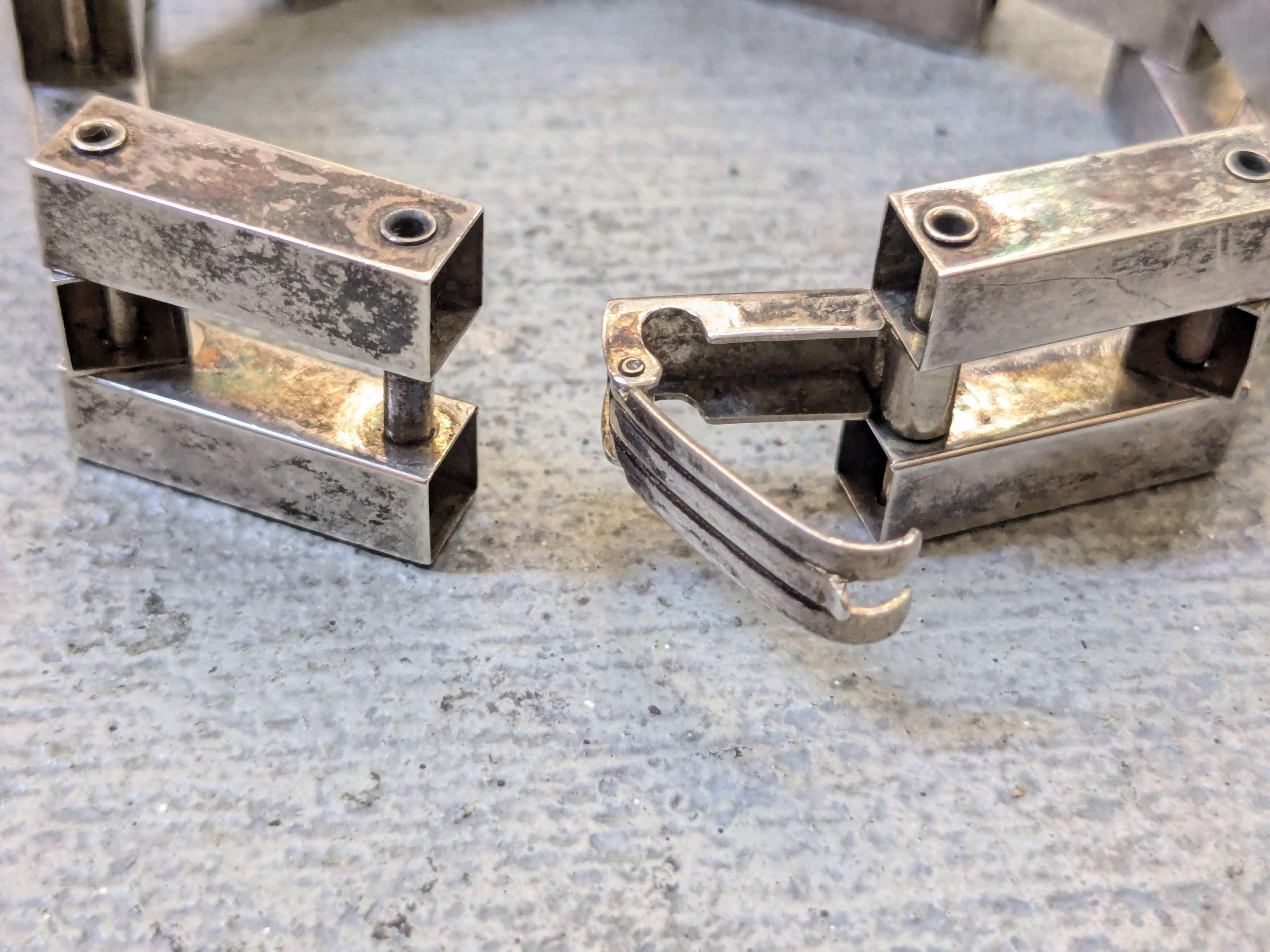 Other Vintage Sterling Silver Bracelet Modern Industrial 7.75" Size ONE SIZE - 8 Thumbnail