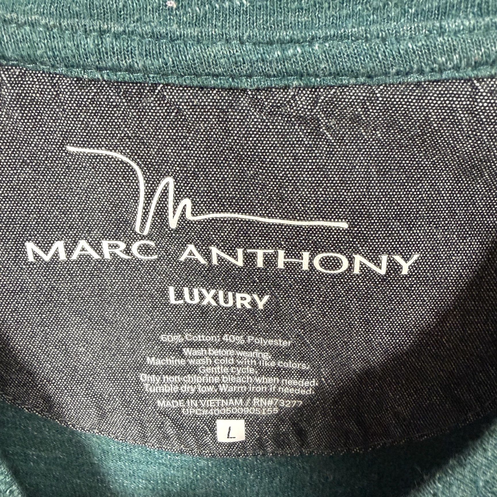 Vintage Marc Anthony Luxury Shirt Mens L Green Henley Long Sleeve Solid Jersey 60/40 Cotton Polyester With Button 4-Front Placket Vintage? No Size US L / EU 52-54 / 3 - 5 Thumbnail