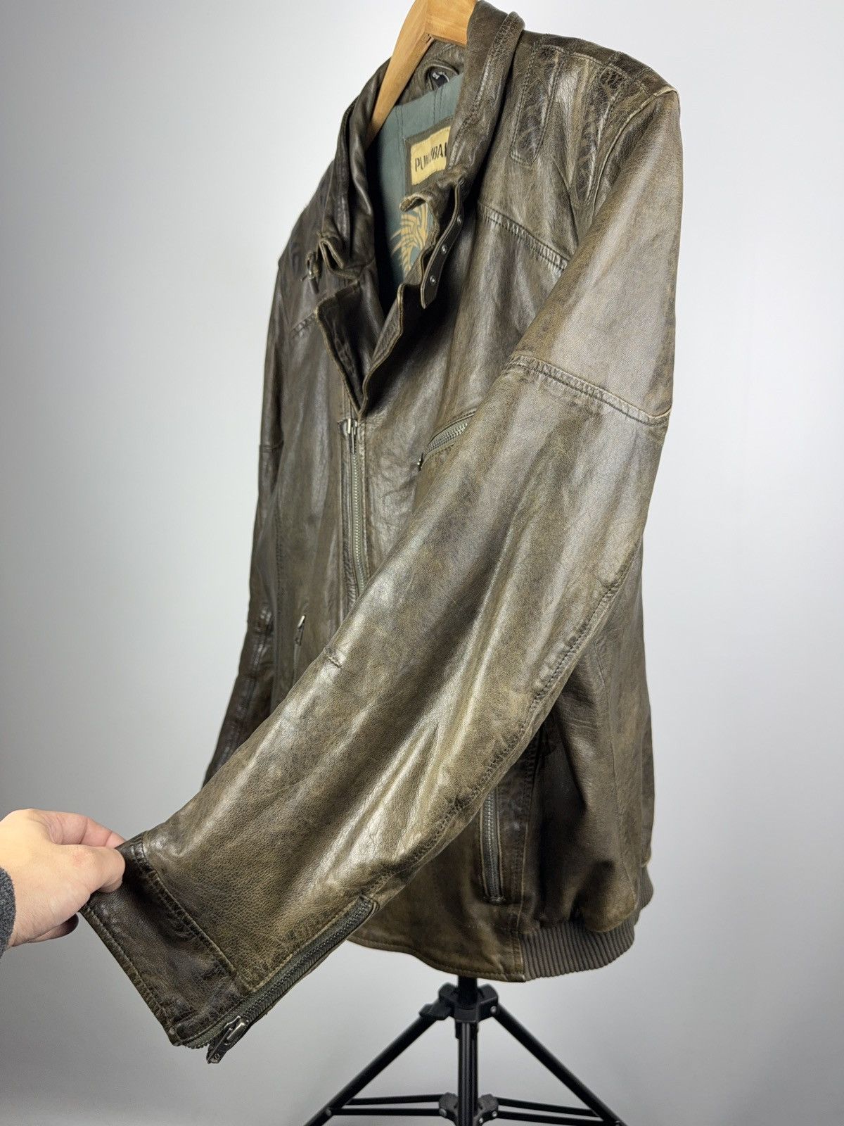 Leather Vintage 90s Genuine Leather MOTO Bomber Jacket Rock Punk Size US XL / EU 56 / 4 - 5 Thumbnail