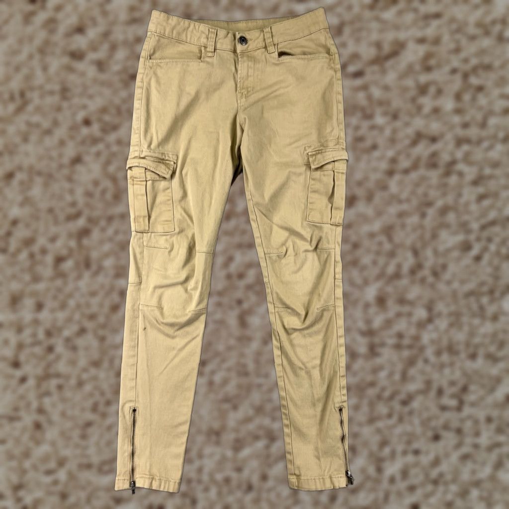 Vintage BONGO Womens Pants Cargo Twill Beige 26x26 Regular Inseam Ankle Zip 26 Waist Tapered Rise 7 Size 28" / US 6 / IT 42 - 1 Thumbnail