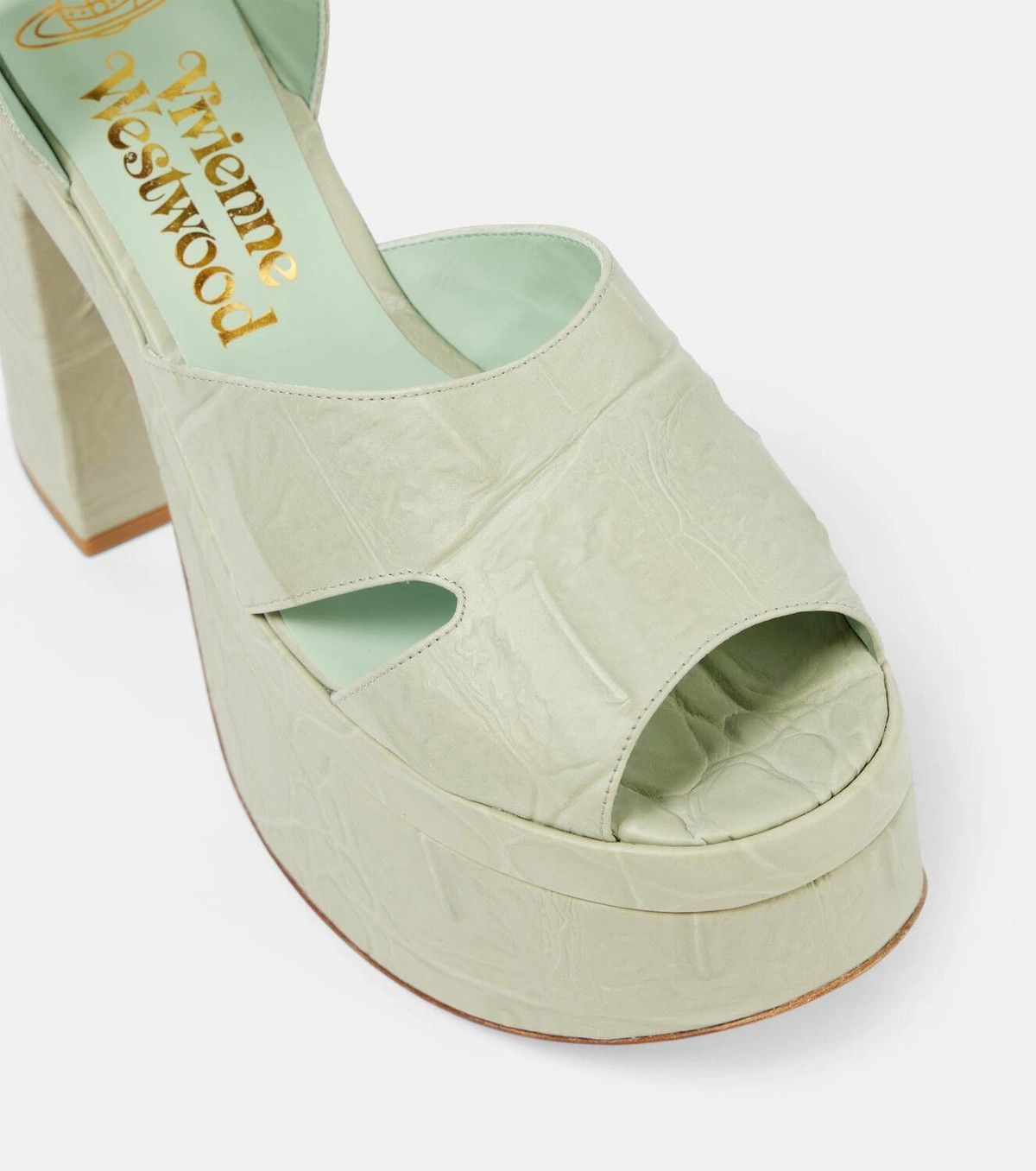Vivienne Westwood o1f1d3z0825 Croc-effect Leather Platform Sandals Sage Green Size US 10 / IT 40 - 4 Thumbnail