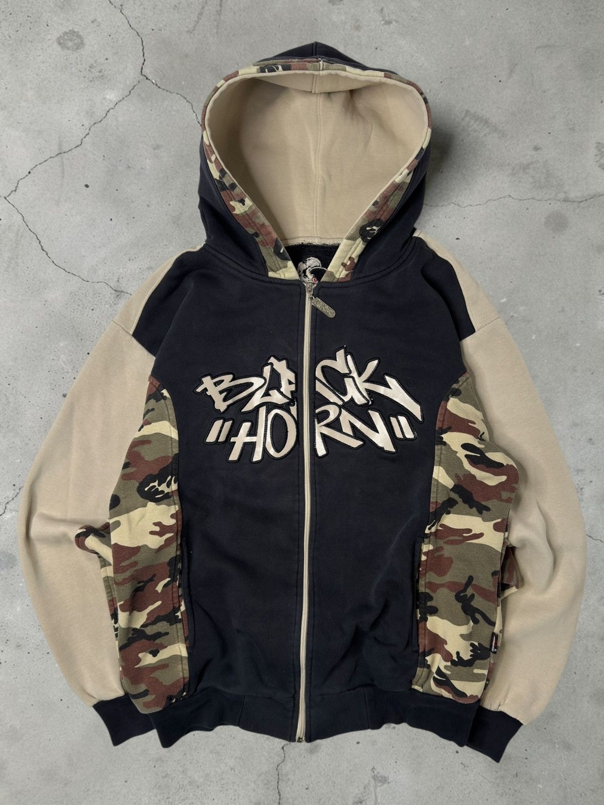 Japanese Brand Y2k Iron Fist skeleton graphics zip up sweatshirt