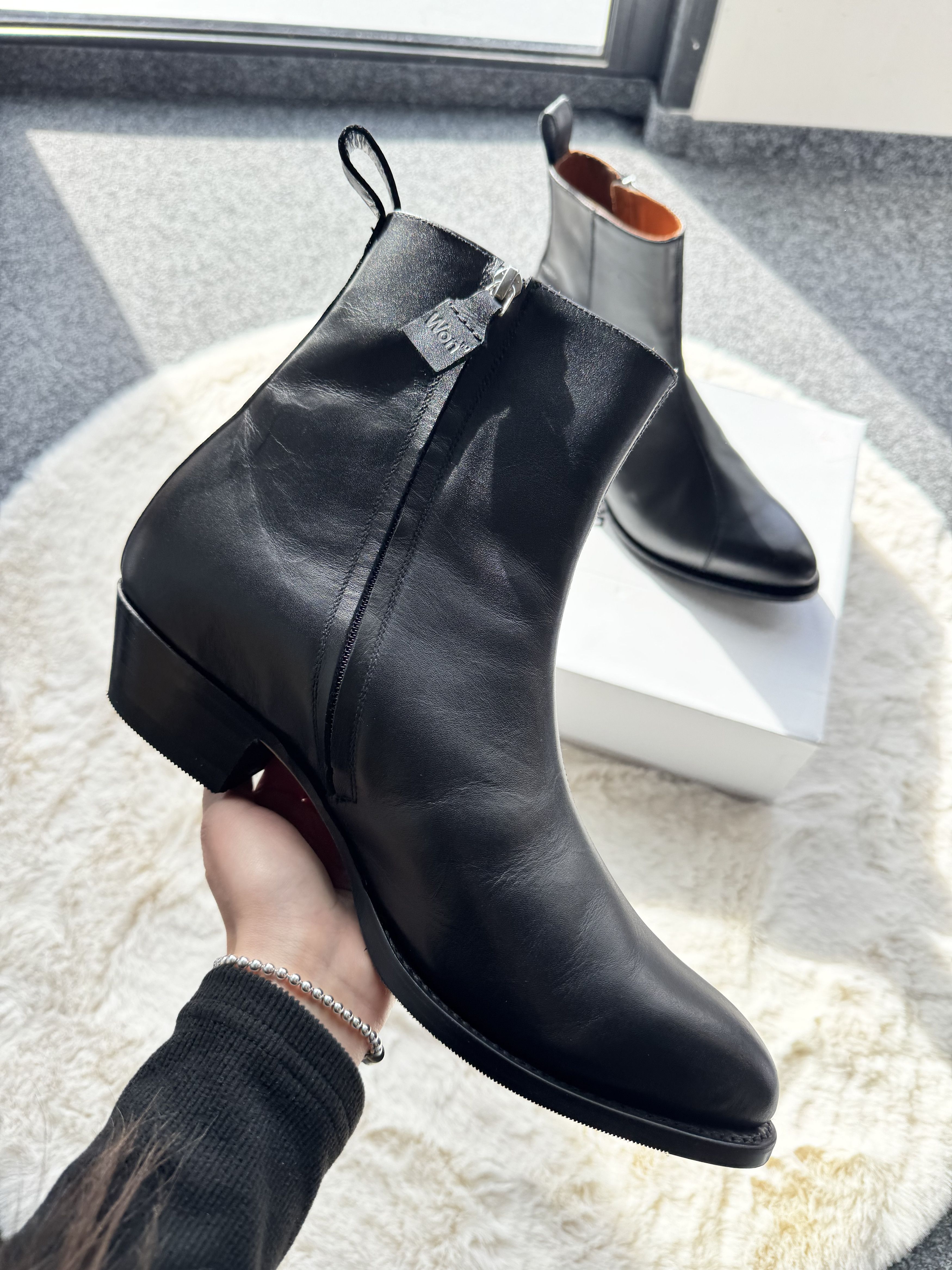Won Hundred Won Hundred - black leather ankle cowboy boots 45 Size US 12 / EU 45 - 4 Thumbnail