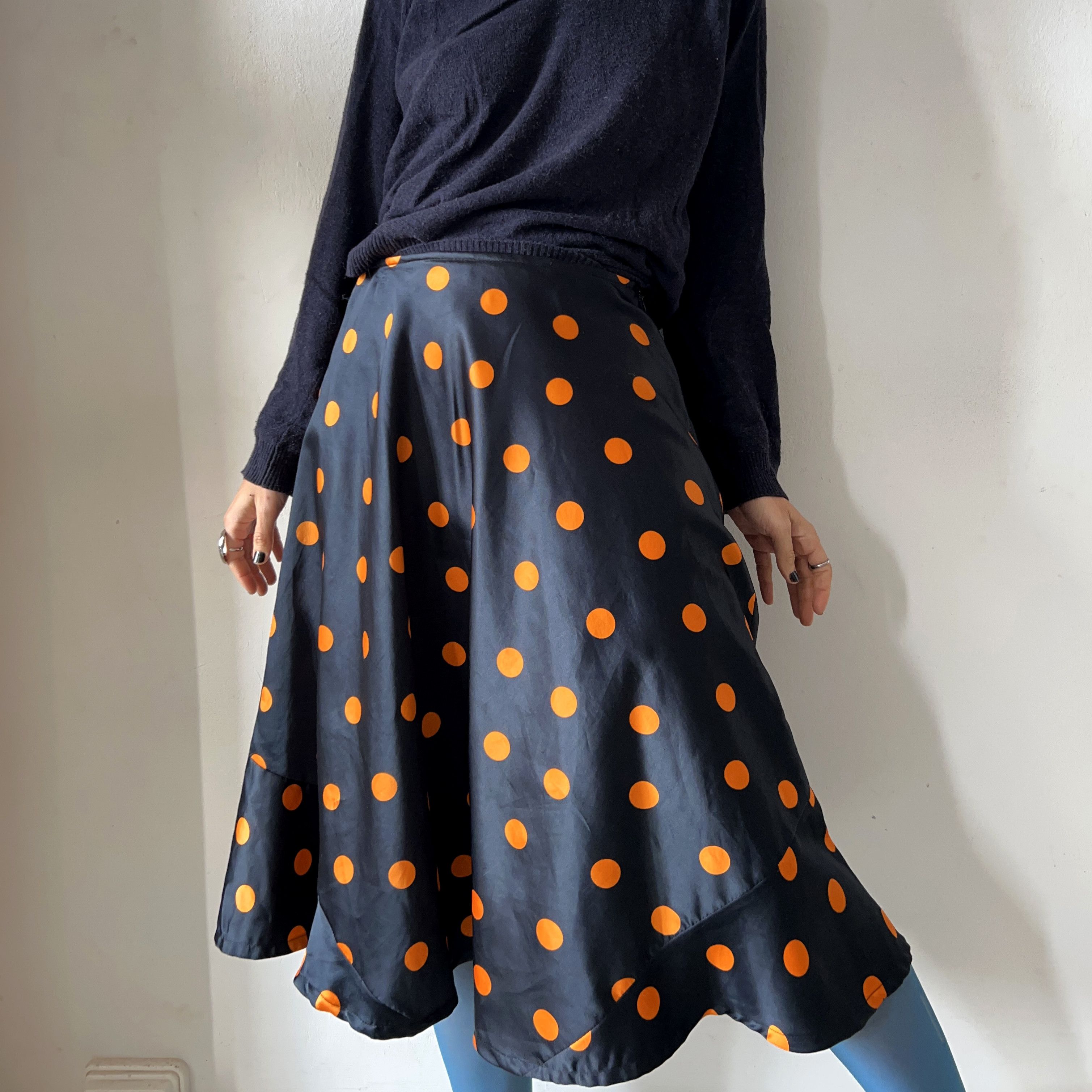 Handmade × Vintage Y2k polka dots low waist skater skirt Size 30" / US 8 / IT 44 - 1 Thumbnail