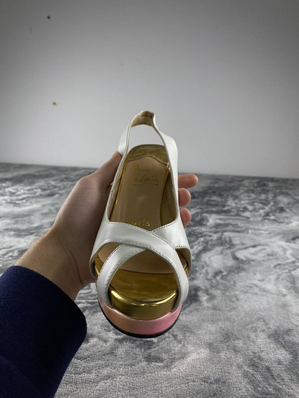 Christian Louboutin Christian Louboutin 140 Nude Leather Slingback Heels Size US 6 / IT 36 - 3 Thumbnail
