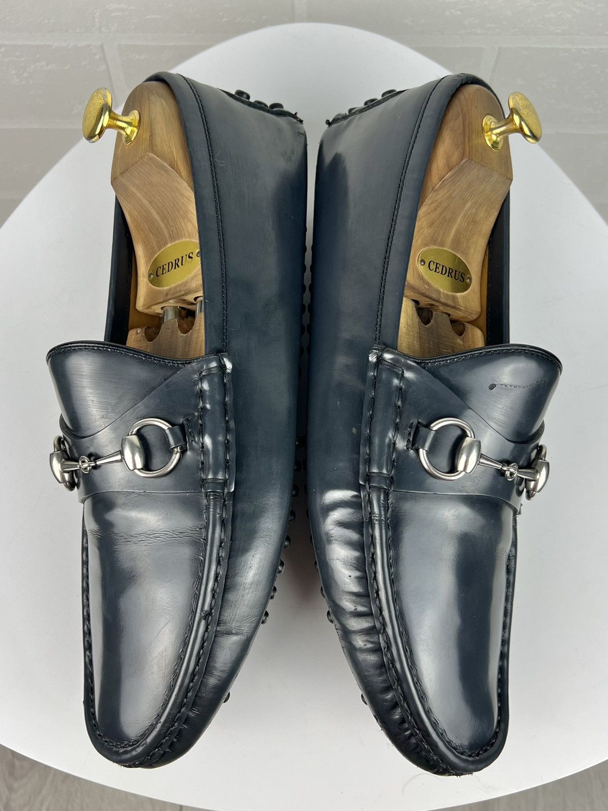 Gucci GUCCI Loafers Leather Drivers Shoes HORSEBIT Buckle GG Navy Size US 8.5 / EU 41-42 - 10 Thumbnail