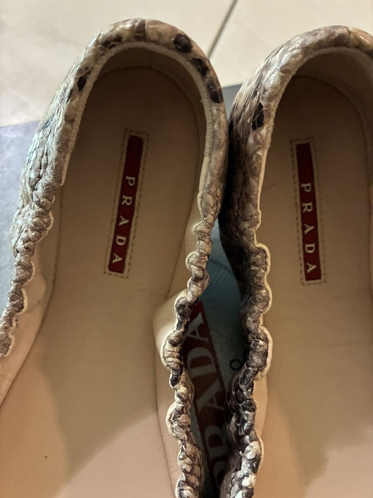 Prada Calzature Donna St. Pittone Roccia(Python Ballet Flats) sz37 Size US 7 / IT 37 - 4 Thumbnail