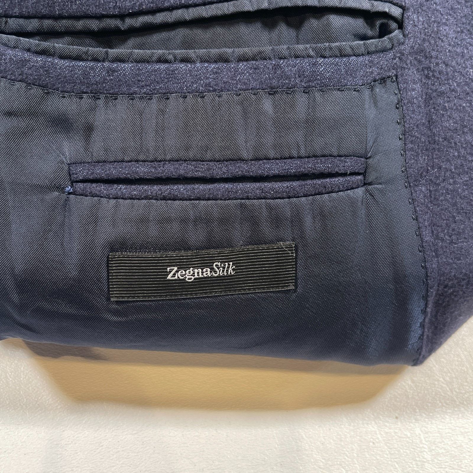 Ermenegildo Zegna Ermenegildo Zegna Mil. Easy Navy Silk jacket Coat Size 54 Size 54L - 6 Thumbnail