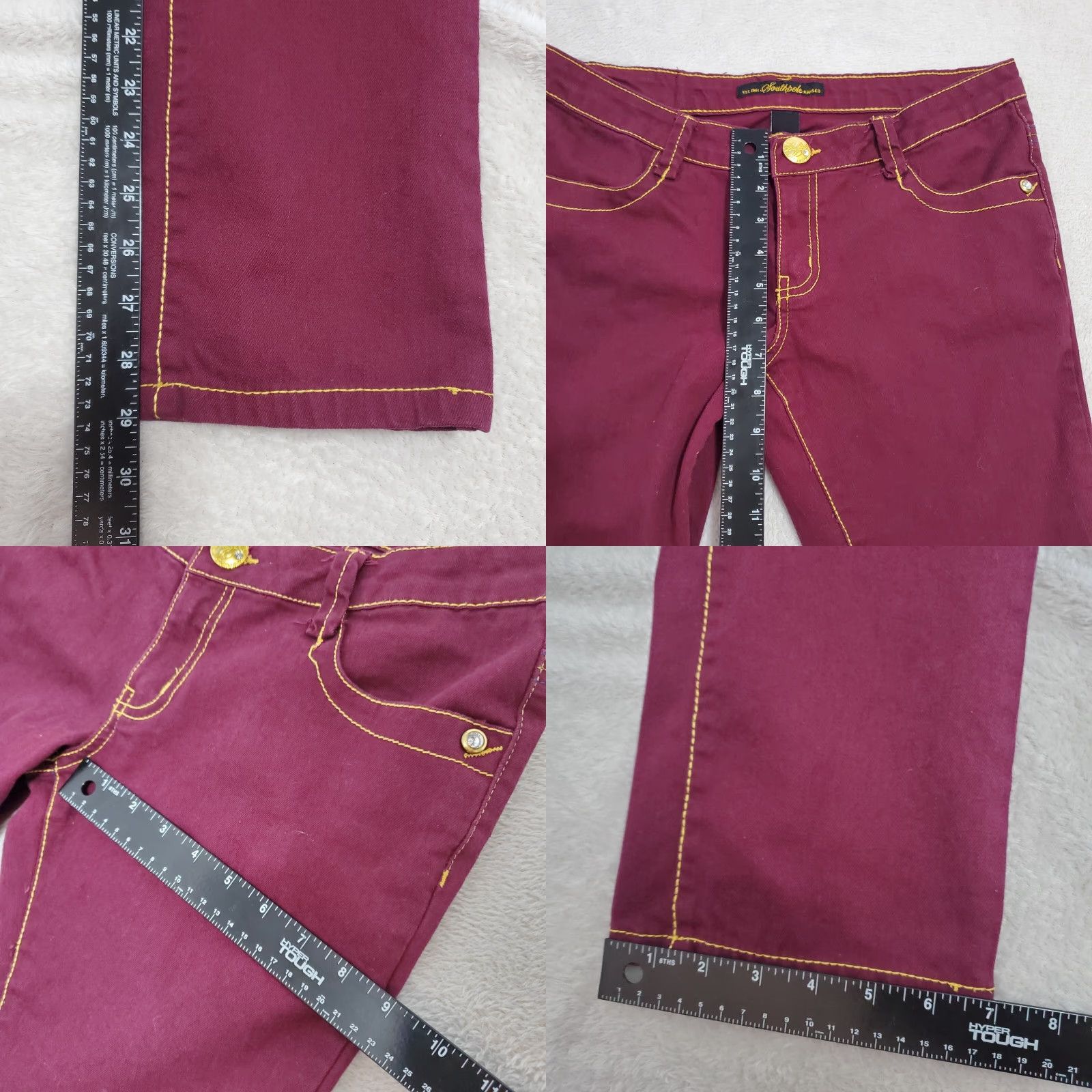 Southpole Southpole Jeans Women 7 Burgundy Low Rise Skinny Embroidered Stretch Pockets 90s Size 28" / US 6 / IT 42 - 8 Thumbnail