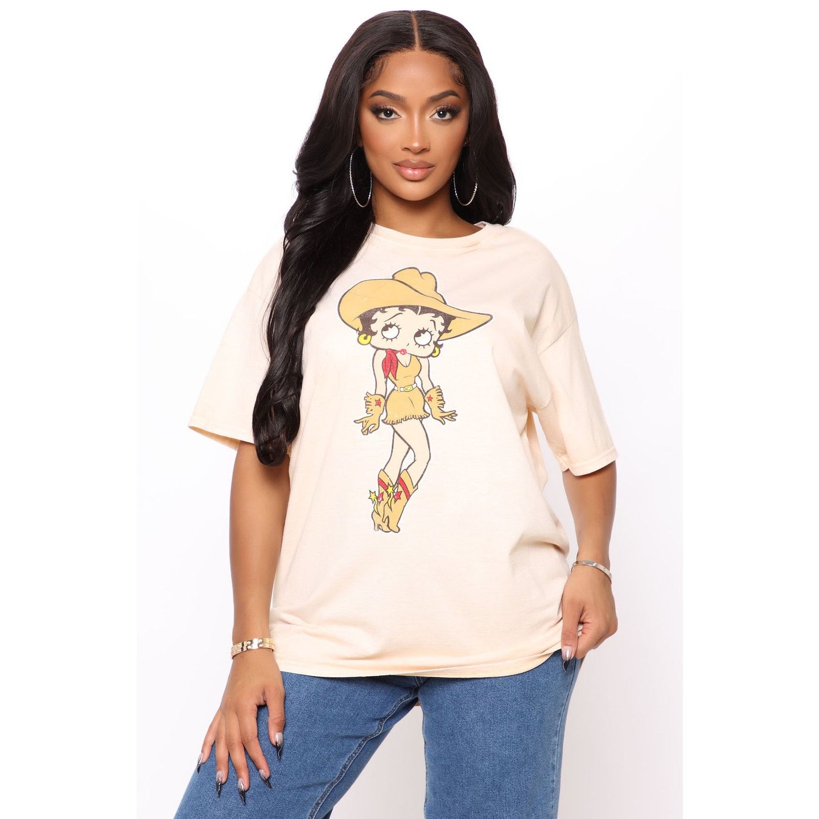 Disney Betty Boop Cowgirl Cream T-Shirt - Women's Small Size S / US 4 / IT 40 - 1 Thumbnail