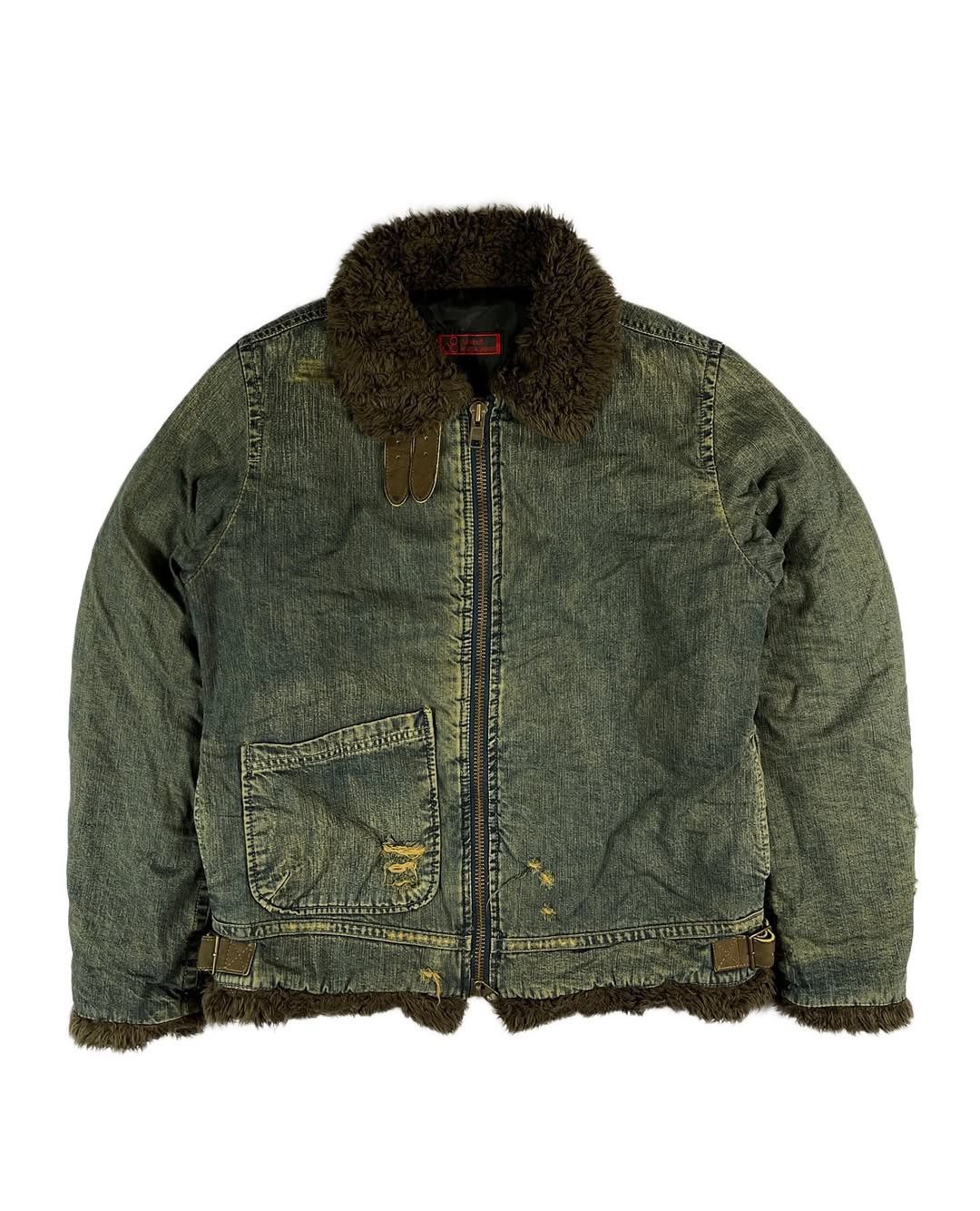 Japanese Brand Vintage Johnbull B-3 Distressed Denim Jacket Lined Fleece Size US L / EU 52-54 / 3 - 2 Thumbnail