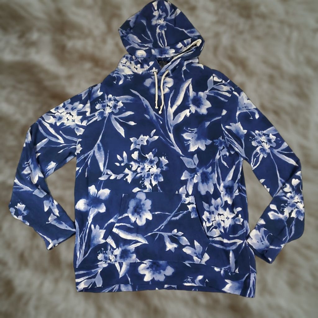 Polo Ralph Lauren Ralph Lauren Polo Hoodie Mens XL Blue Floral Pony Pullover Sweatshirt Knit Mock Neck Logo Pockets All Seasons Brand: Polo Ralph Lauren Size US XL / EU 56 / 4 - 1 Thumbnail